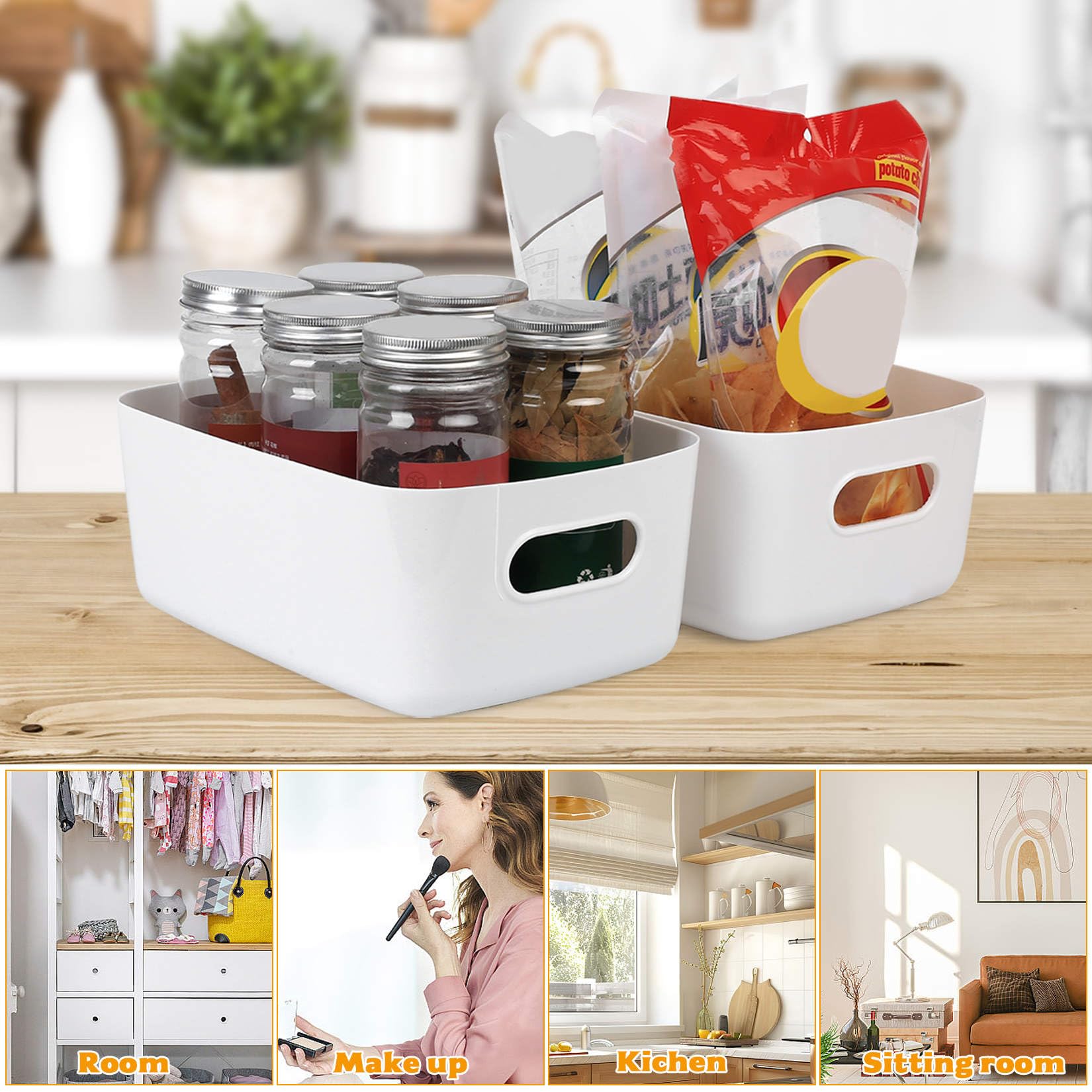 Cajas Almacenaje Pequeñas Geetery 12 Cubos De Almacenamiento De Plástico  Con Asas, Organizadores Cajas De Plastico Medidas, image size:1650x1650