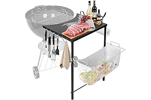 Weber Kettle Charcoal Grill Adjustable Height Work Table with Basket