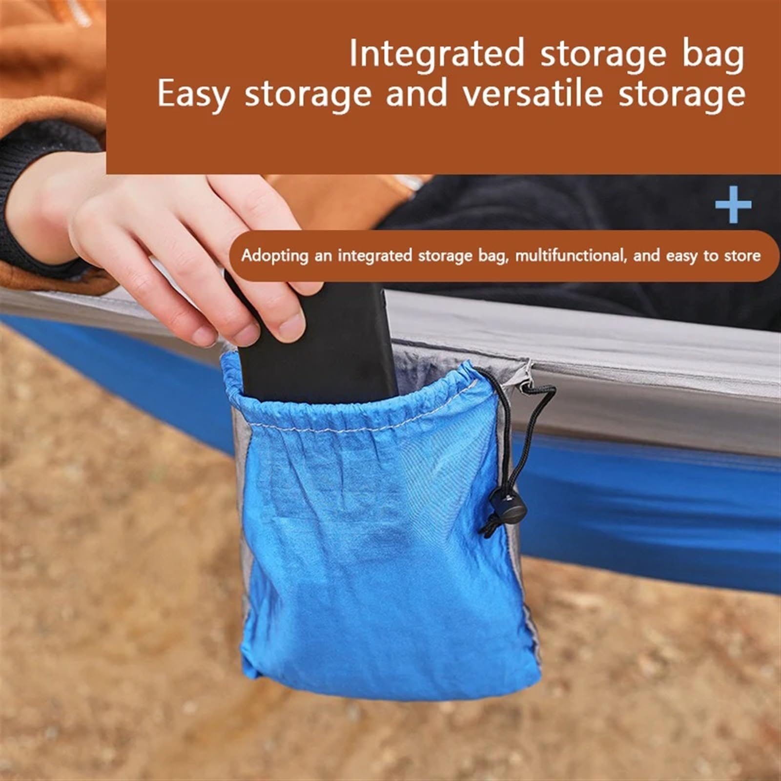 Amaca portatile da campeggio per 2 nylon paracadute tessuto leggero appeso altalena per spiaggia giardino escursionismo semplice doppia amaca per relax all'aperto