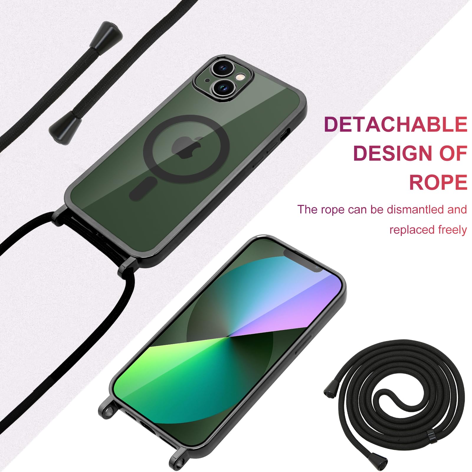 AOMYKE Cover per iPhone 13 / iPhone 14 con Cordino, Custodia con Laccio AOMYKE Cover per iPhone 13 / iPhone 14 con Cordino, Custodia con Laccio