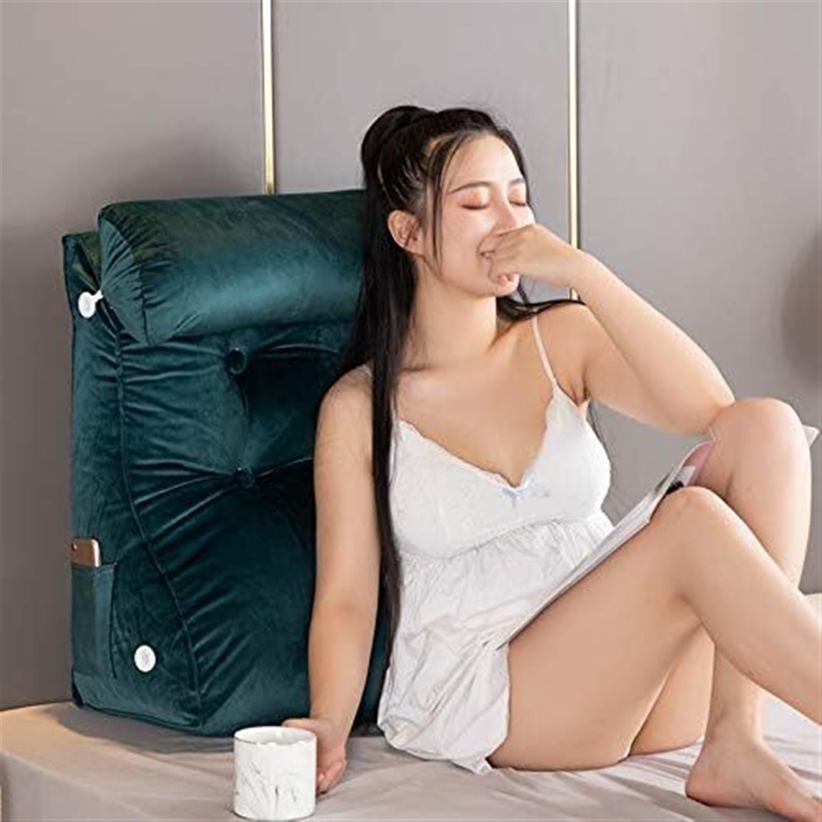 Uoxhfdh Green Large Bolster Headboard Backrest Support Cushion, Back Wedge, For Sitting Up In Bed/Couch(,Width 45Cm)
