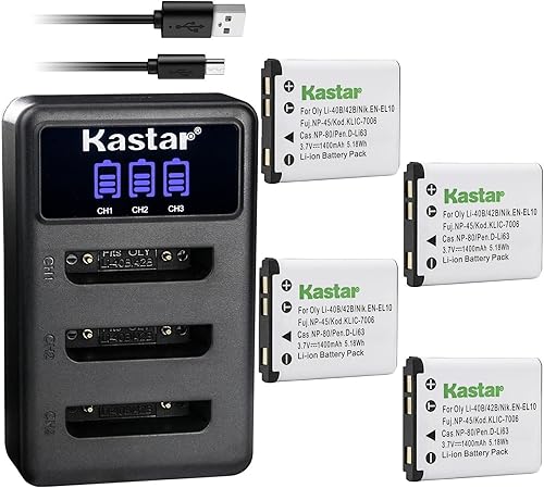 Miniatura 8 de Kastar - Lote de 2 baterías y cargador USB triple compatible con Medion Life Maginon SZ 24, E43011, E44007, E44033, E44041, E44050, E44056, P42002,