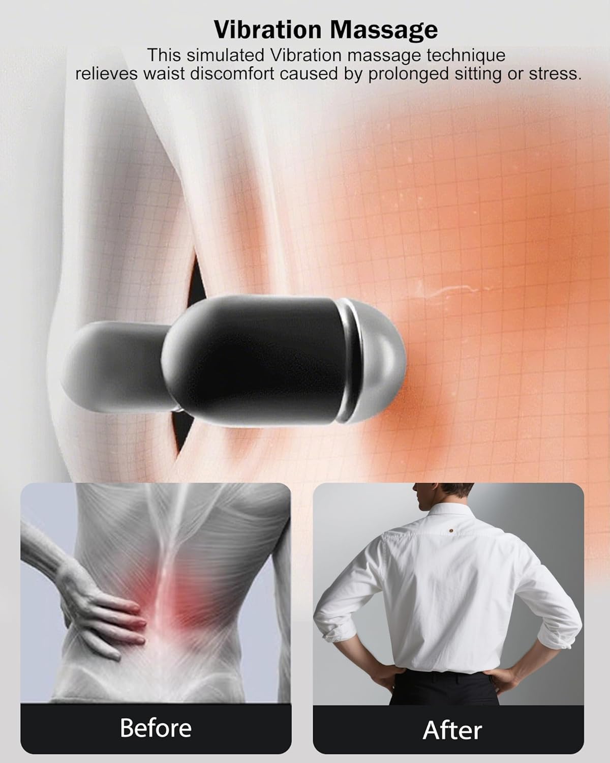 3 in 1 Electric Lumbar Support Pillow,Smooth Spine Back Massager with Heat Vibration Traction,Back Support Pillow for Lower Back Pain Relief,Deep Tissue Relaxation