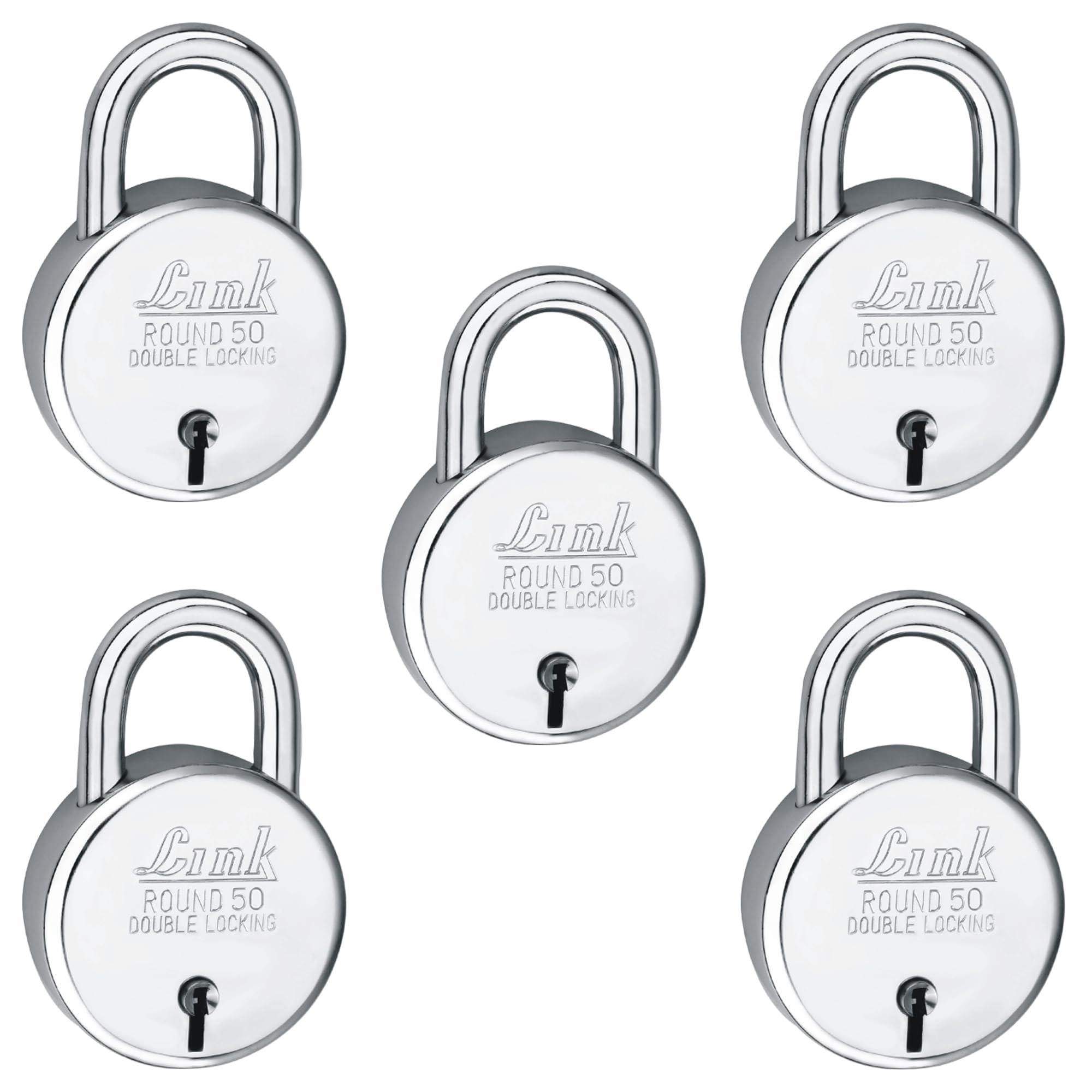 Link® 50mm New Round Padlocks 5Pcs Set | 50,000 Key Combinations | Steel Body | Double Locking | 3 Keys for Each Padlock | Iron Liver | Made in India-image-28
