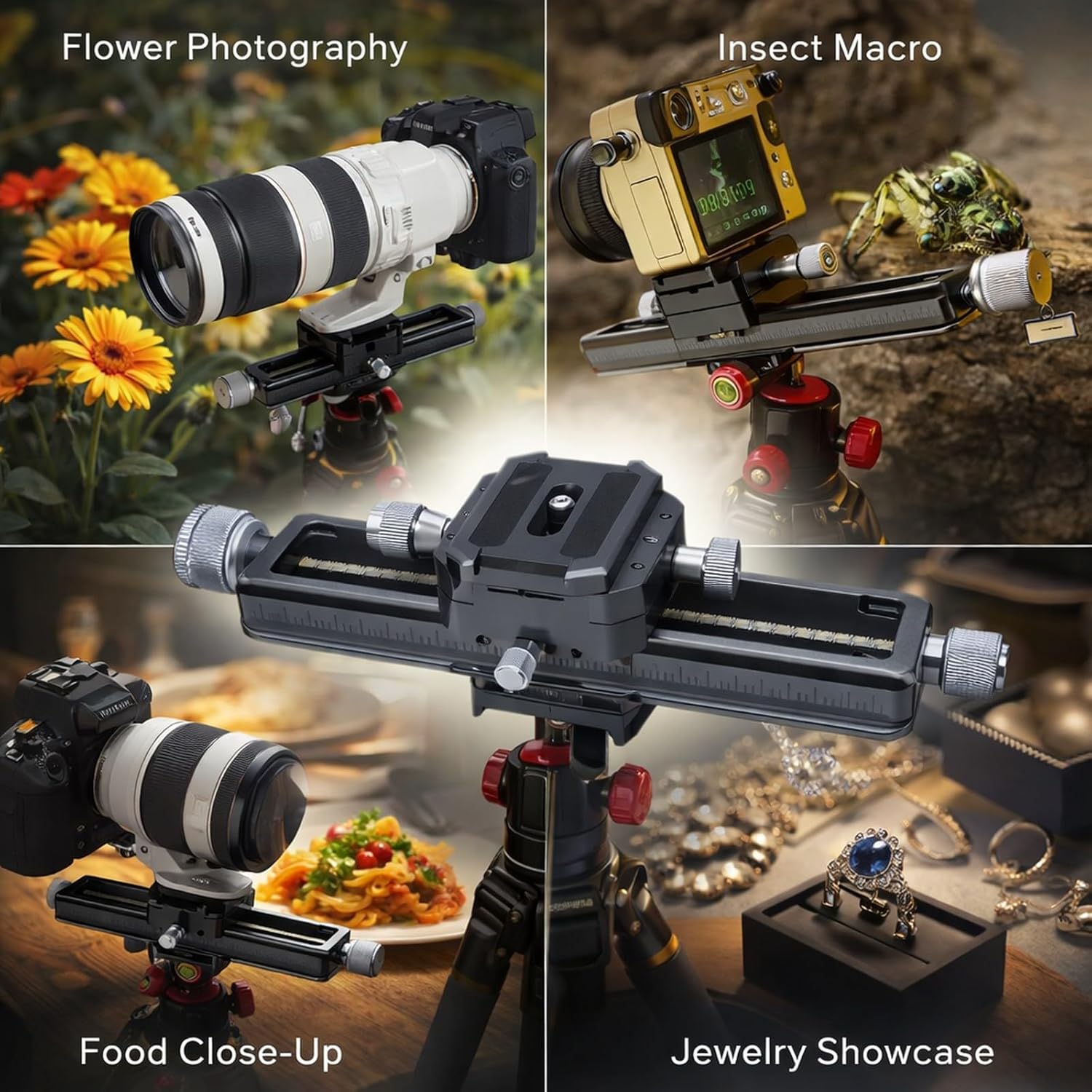 Macro Focusing Rail Slider for DSLR Cameras, Aluminum Alloy, 18cm Length - Precise Positioning, Arca Mount Compatible, Portable Close Up Photography Tool
