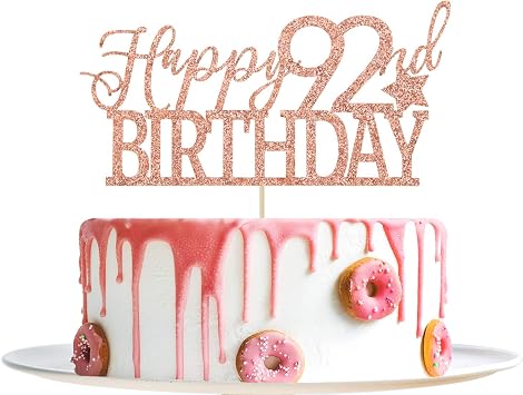 Rose Gold Glitter Happy 92nd Birthday Cake Topper - Hello 92 - Cheers to 92 Years Party Decoration