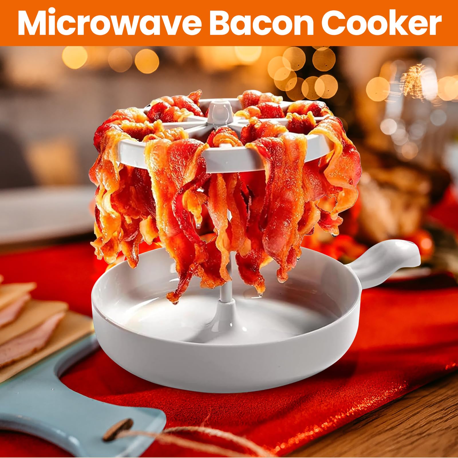 Kouamor Mikrowellen-Speckkocher, Bacongrill, Bacon Grill, vertikale Aufhängerschale, macht knusprigen Speck, Faltbares Design, Multifunktional, Fettreduktion, BPA-frei