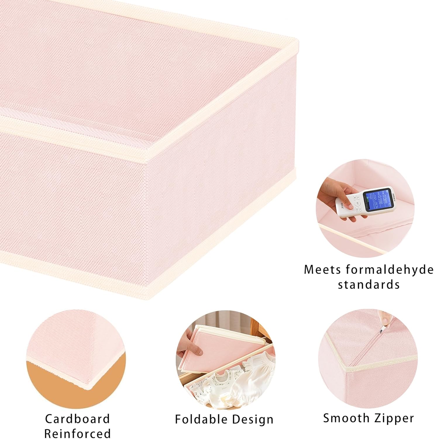 SANDOO Pink Drawer Organizer for Baby Clothes 12 Pack - Dresser Organizer for Nursery,Foldable Fabric Drawer Organizer Storage for Baby Socks,Diaper,Drool Bibs,Towels