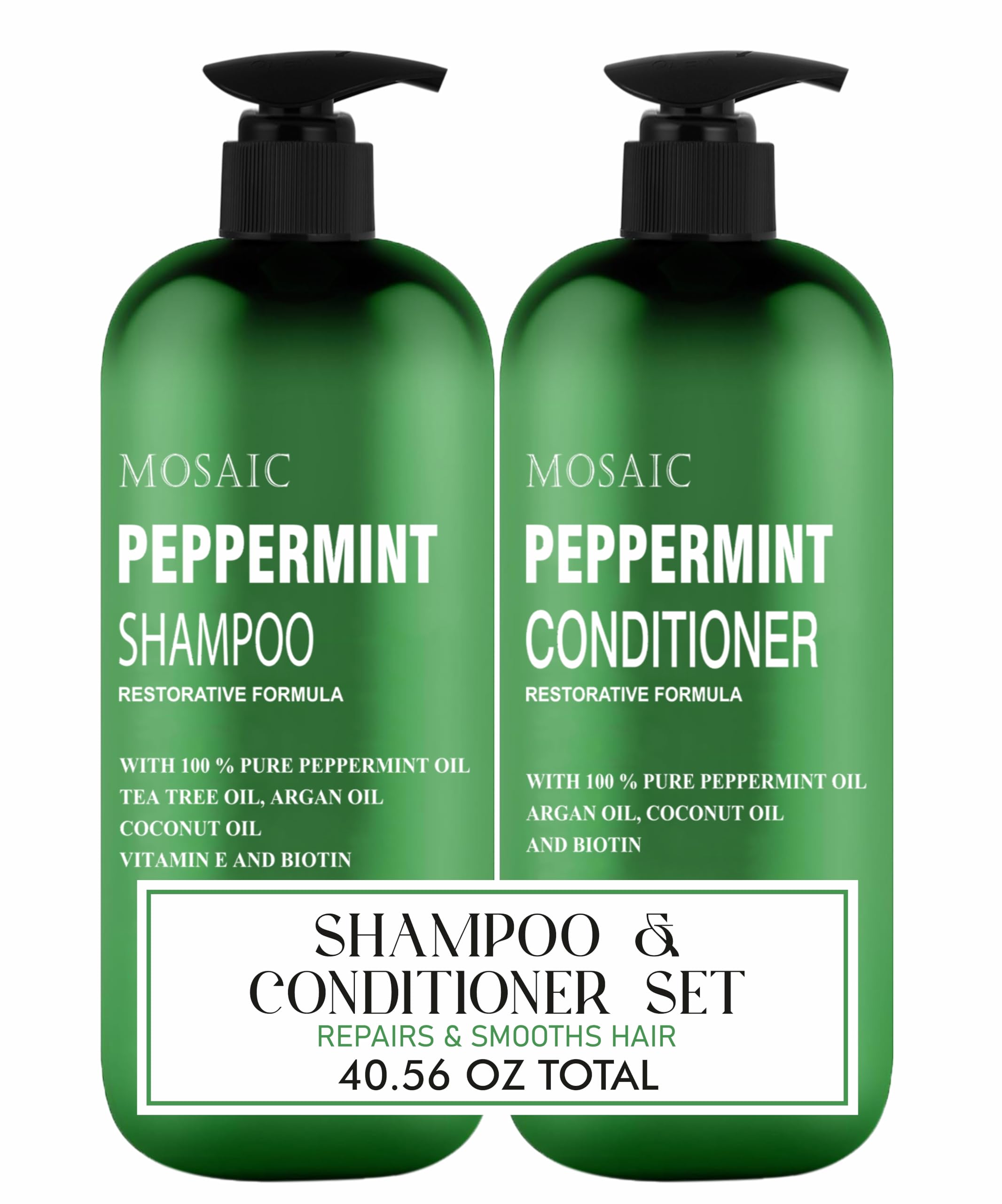 Peppermint Oil Shampoo and Conditioner Set for Hair Growth and Thickening - For Thinning Hair and Hair Loss Treatments for Women & Men, Sulfate Free, 20.2 FL Oz Each