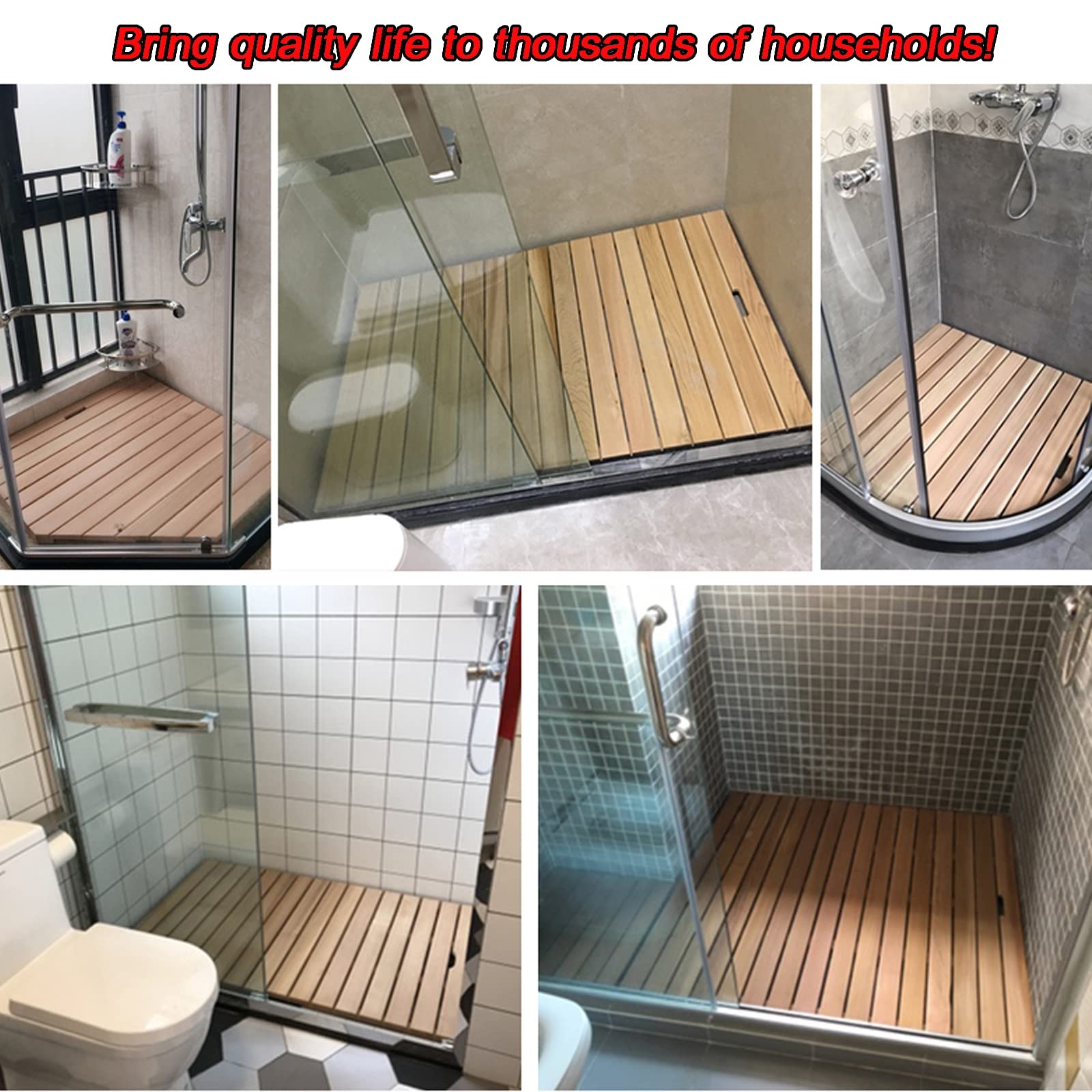 Pedana Doccia in Legno,Tappetino da Doccia in Legno, Tappetino da Bagno in bambù per Doccia, Tappetino da Doccia Naturale Antiscivolo, Personalizzabile,30x70cm/12x28in