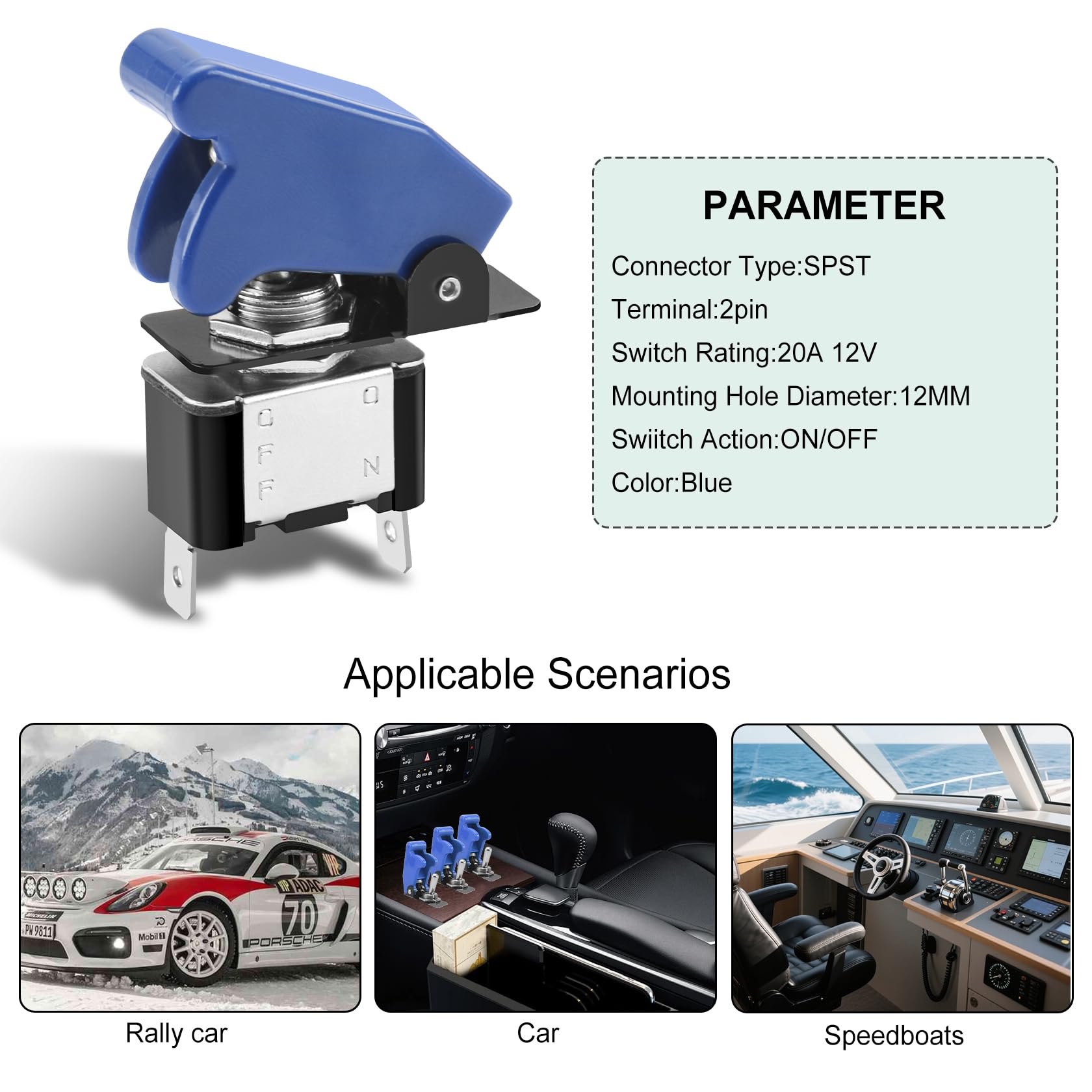 Heschen Metalowy przełącznik dźwigienkowy Flick Flip, 12 V