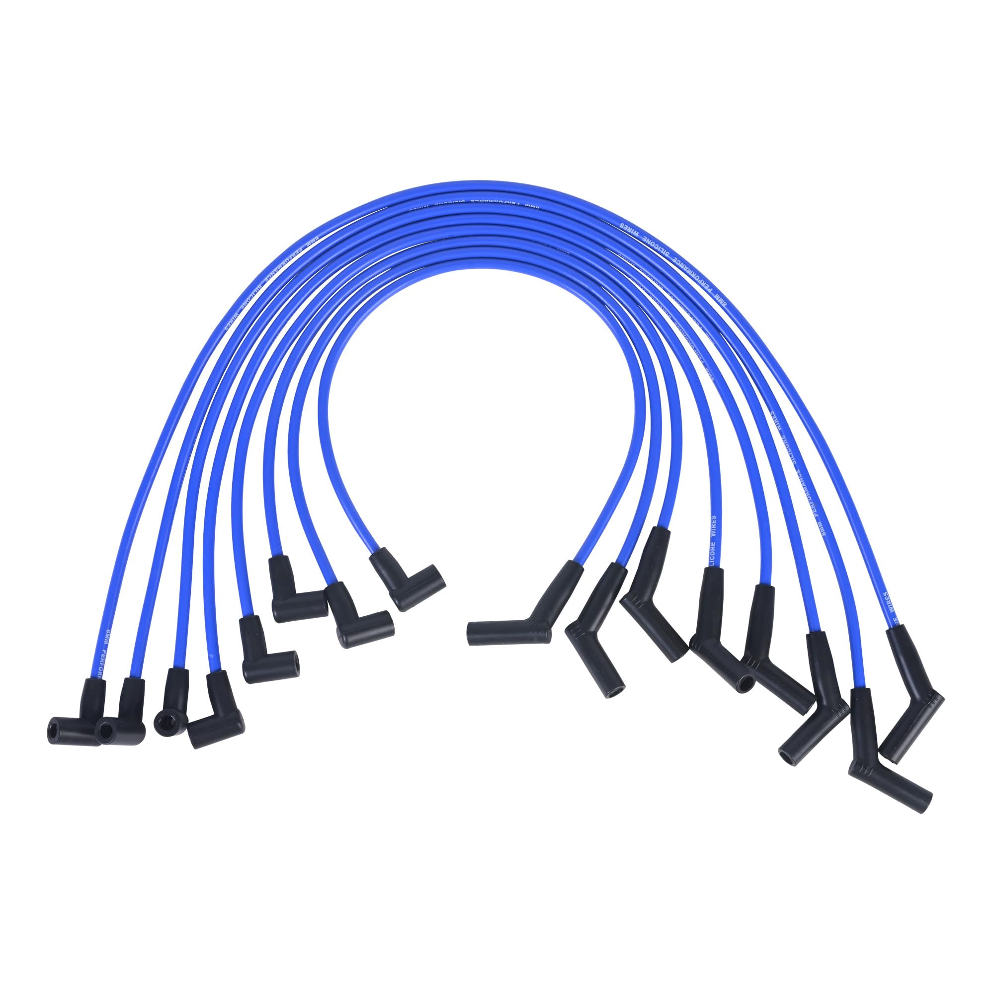 RLP Silicone Spark Plug Wires Set 8.0mm Blue Replacement for SBF Small Block Ford Valve Cover Wires 221 255 260 289 302 351W Fits HEI Distributor Caps