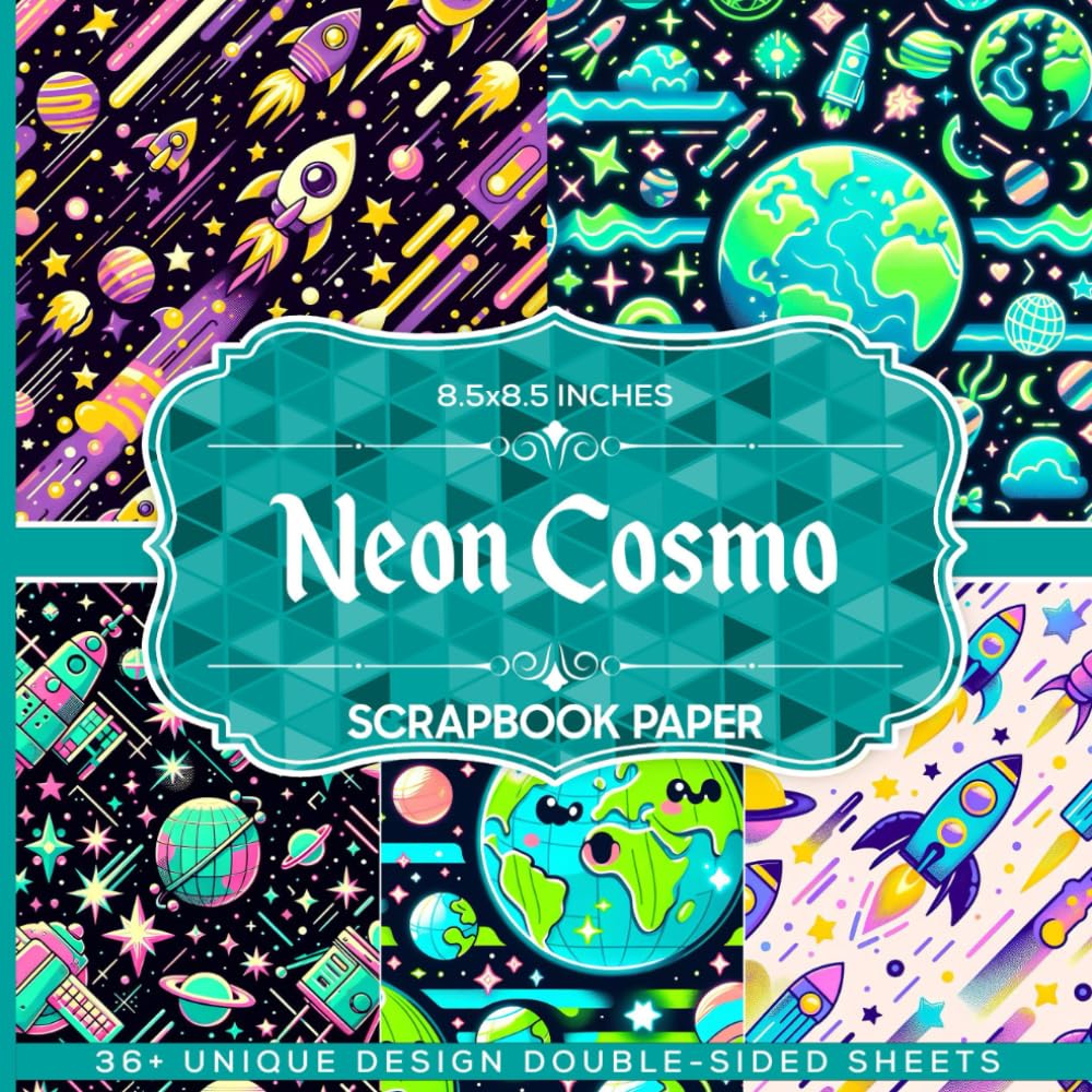 Neon Cosmo Scrapbook Paper: Cosmic-Themed for Scrapbooking, Journaling, Crafting, and DIY Projects
