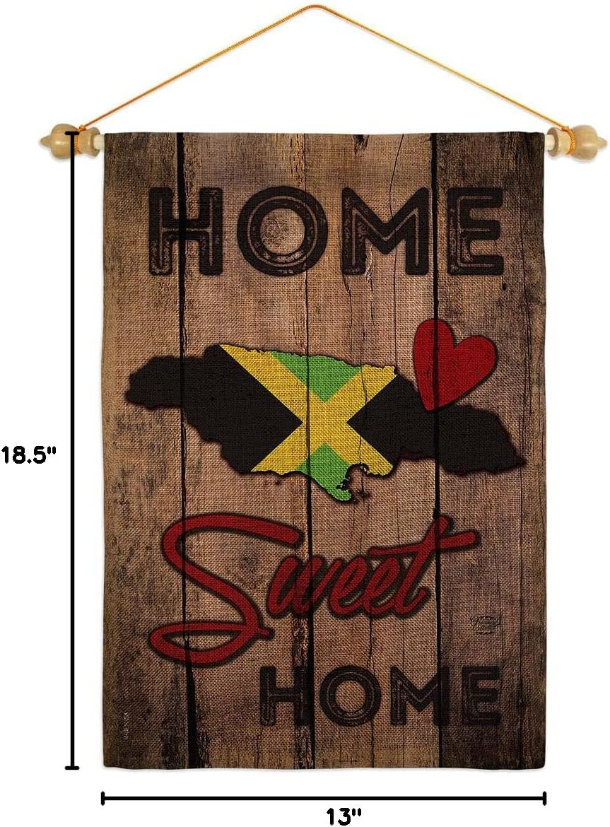 Nationality Country Jamaican Hogar Dulce Garden Flag Set Wood Dowel Regional Nation International World Particular Area Small Decorative Gift Yard House Banner Double-Sided Made In USA 13 X 18.5