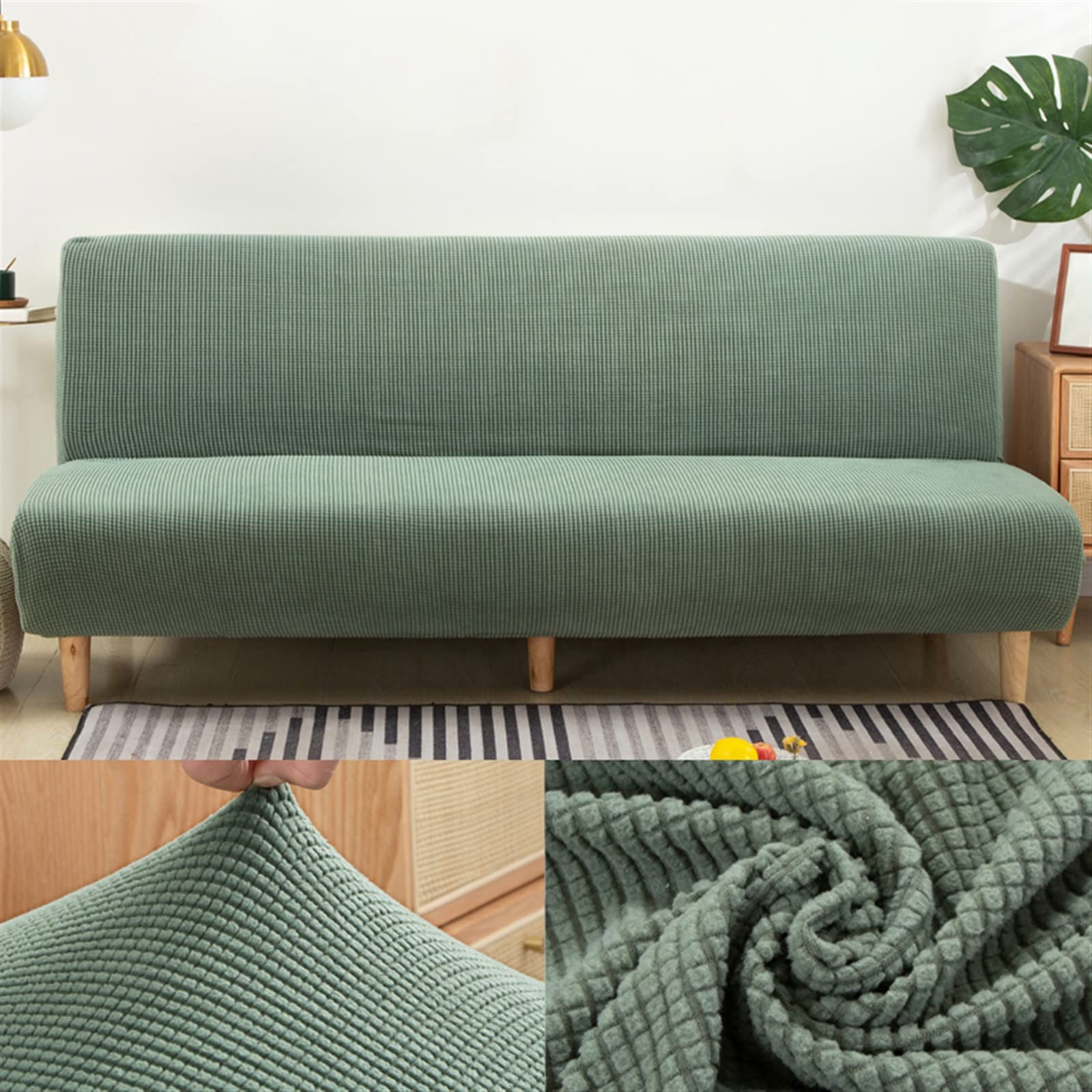 Sofaüberzüge, Schlafsofaüberzüge, elastische, armlose Sofaüberzüge, Stretch-Dicke elastische Sofaüberzüge für das Wohnzimmer (Farbe: Weinrot, Größe: L (190-210 cm))