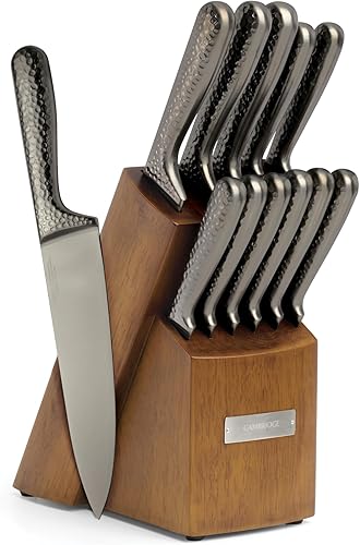 Cambridge Silversmiths Nero - Cubertería con bloque (acero inoxidable, 12 piezas) Negro suave,COBRE LISO,https://www.amazon.com/dp/undefined