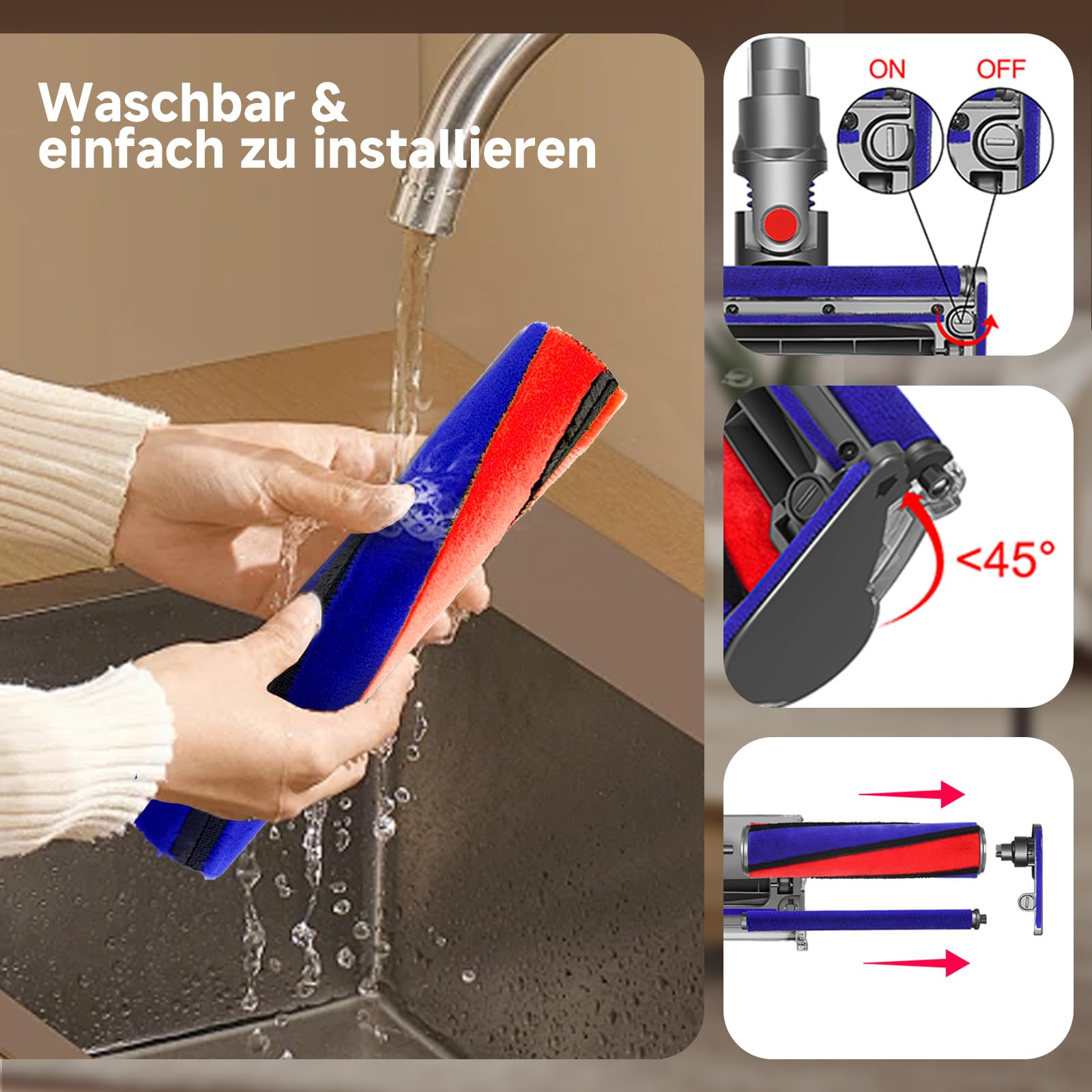 V11 Bodendüse für Dyson V15/V10/V8,bürste für dyson SV10/SV12/SV14, Harte Böden ersatzbürste,Soft Roller Bürste Aufsatz,fluffy bodendüse
