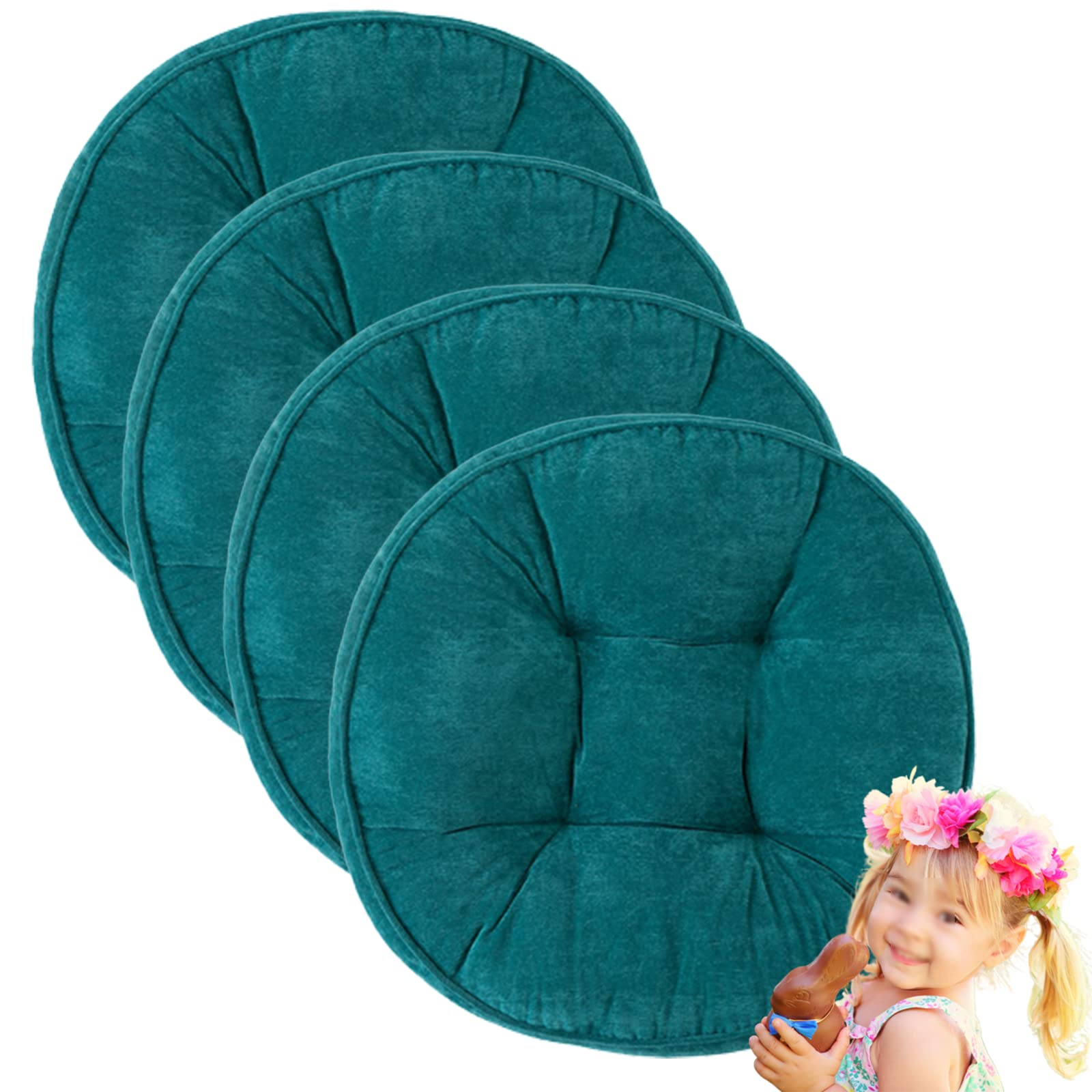 Cuscini da Pavimento Rotondi Cuscini per sedili da Esterno Tappetino per sedie da Giardino Balcone da Giardino Yoga Divano da Soggiorno Ufficio (Blue 52cm/21in(Set of 4))