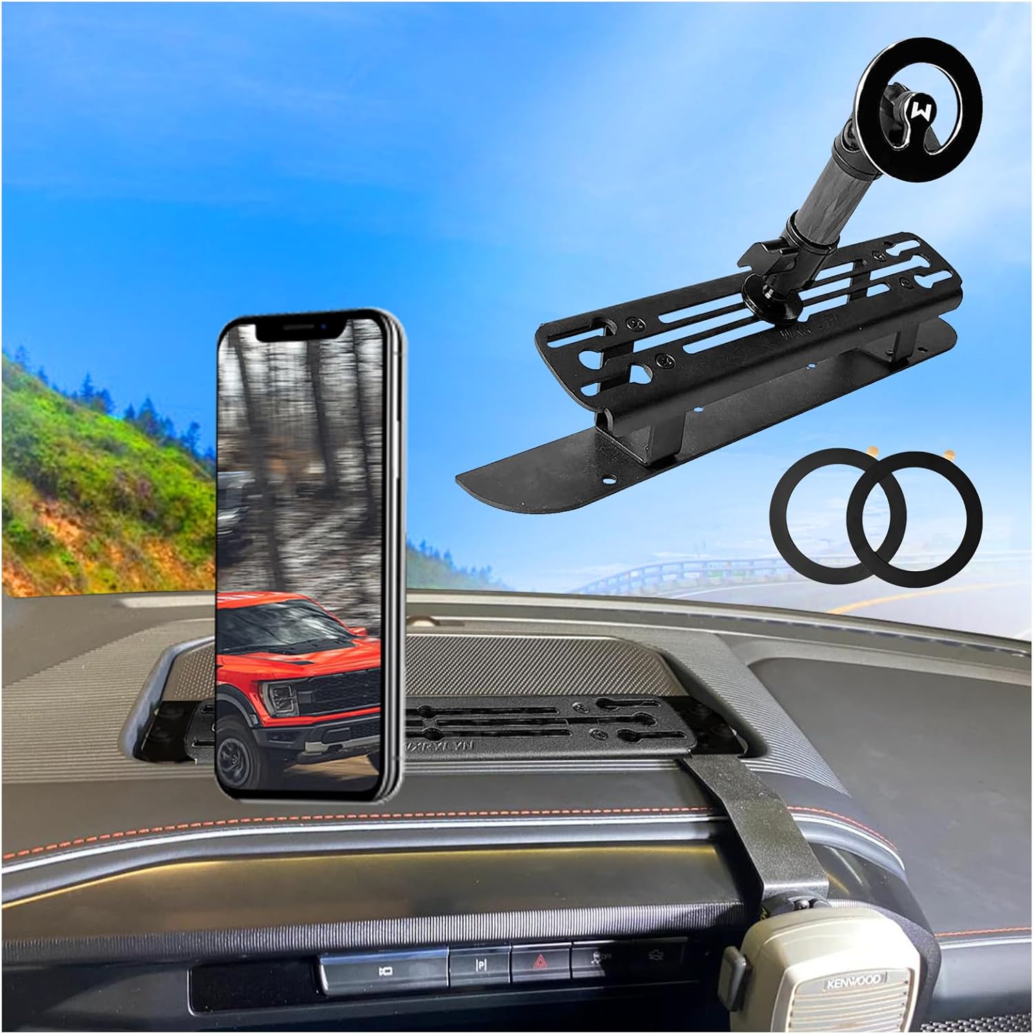 2025 2024 F150 Phone Mount for 2024+ F150 & Rap tor Metal Cell Phone Holder Dash Phone Mount 2024 F 150 Dash Mount (Narrow)