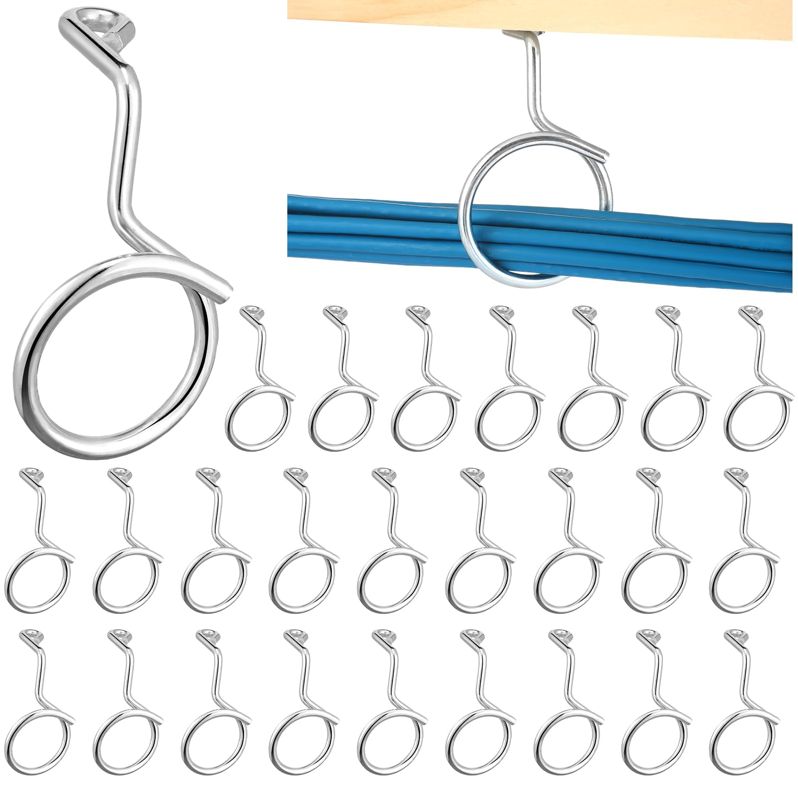 Blulu 25 Pcs Bridle Rings for Low Voltage Wire and Cable 2 Inch Screw Mount Bridle Rings for Mount Cat 6 or Cat 7 Cable on Wood Concrete and Brick Surface