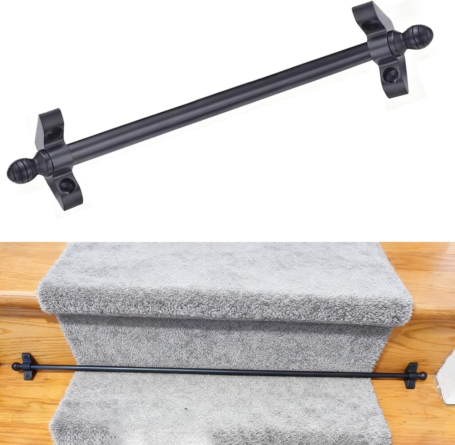 Black Stair Rods for Carpet Runners, Stair Rods Runners Brass Stair Carpet Rods for Carpeted Stairs Rods Decorative Metal Rod Hold Carpet Runner Stairs Rods(1pcs)(56cm(22in))