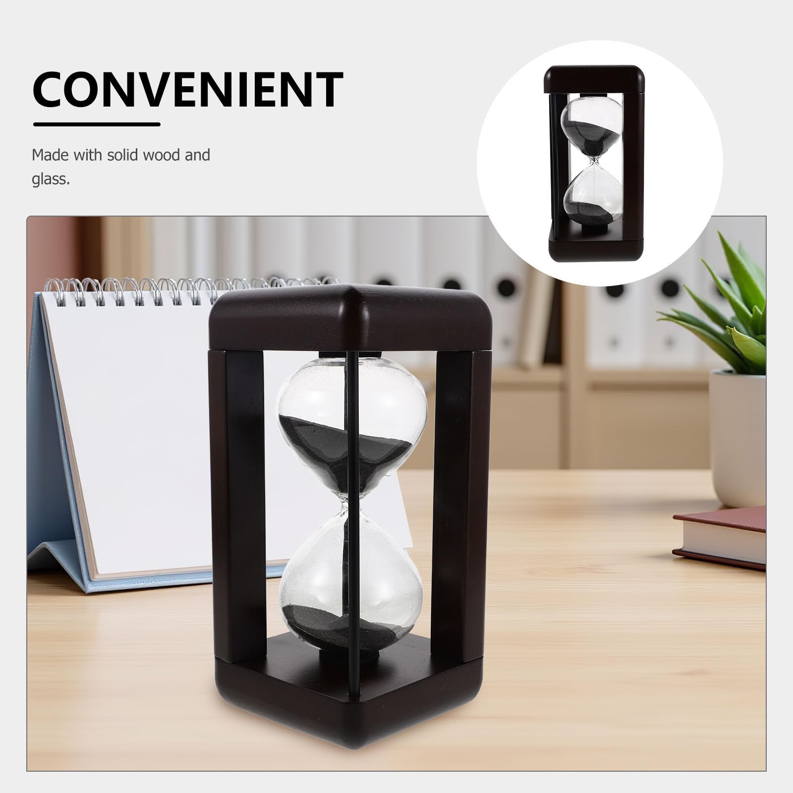 POPETPOP Vintage Sanduhr aus Glas und Holz 30 Minuten Timer ohne Batterien für Küche und Wohnzimmer als Dekorativer und Präziser Zeituhr
