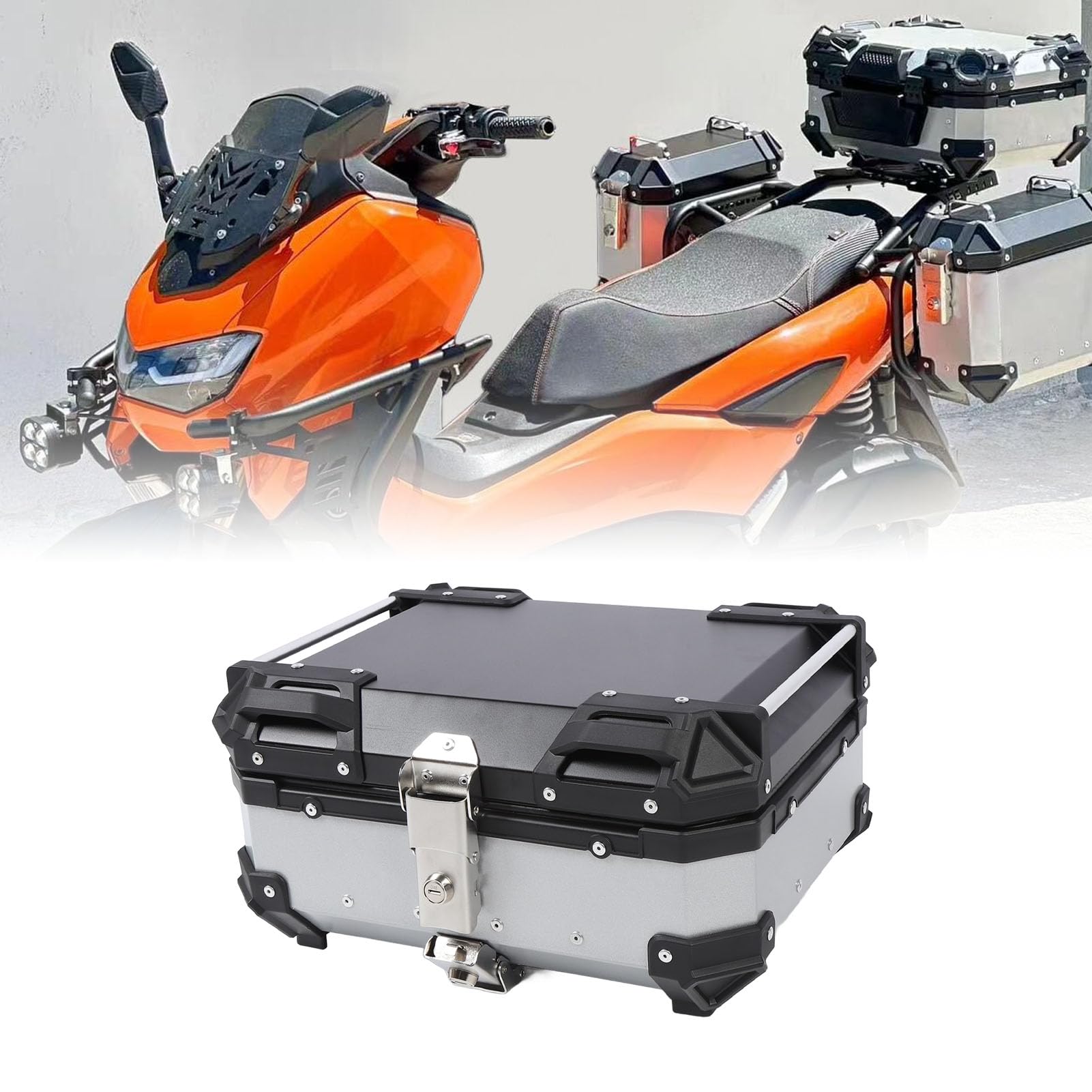 Tonysa Kufer Motocyklowy 25L ze Stopu Aluminium, Szybkie Mocowanie, for