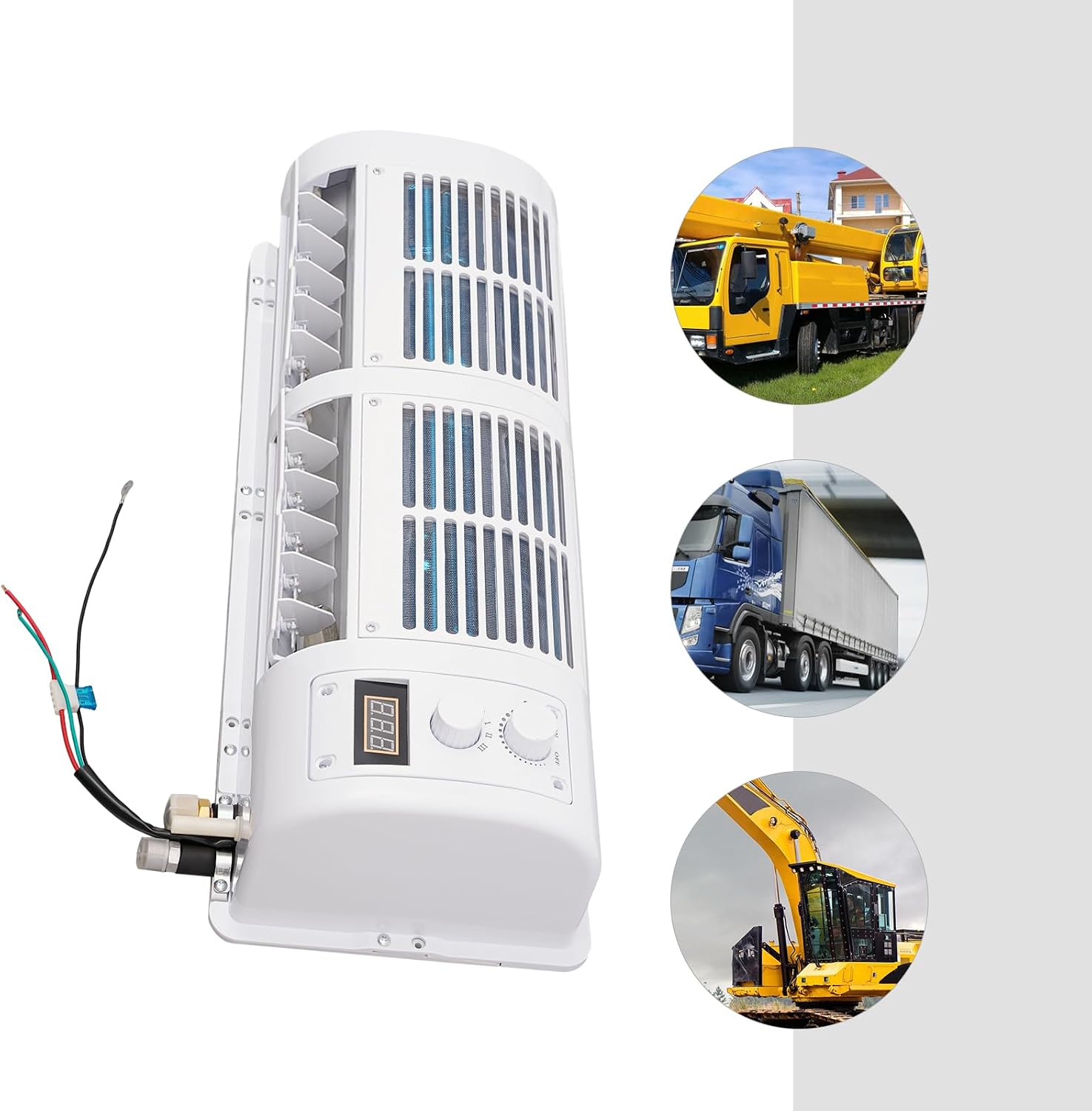 12V Electric Car Air Conditioner, Portable Car Evaporator with LCD Display Car Air Condition Fan for Trucks Construction Vehicles Excavators Rvs, 22525 BTU/H