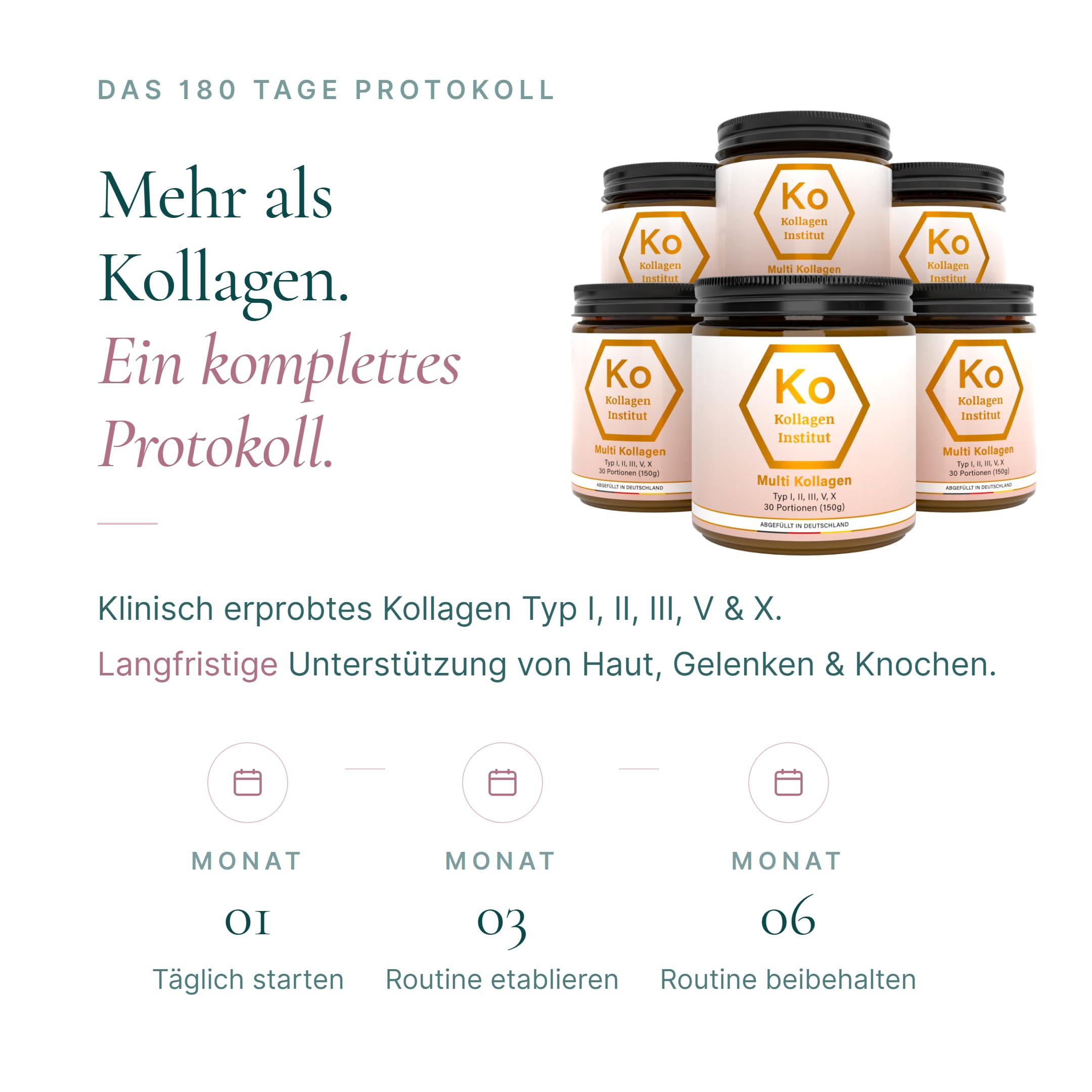 Kollagen Institut Polvo multicolágeno 900 g (6 meses) - Hidrolizado de colágeno bioactivo de alta dosis tipo 1 2 3 5 10 para belleza, piel, cabello, articulaciones, huesos, uñas, brillo interior