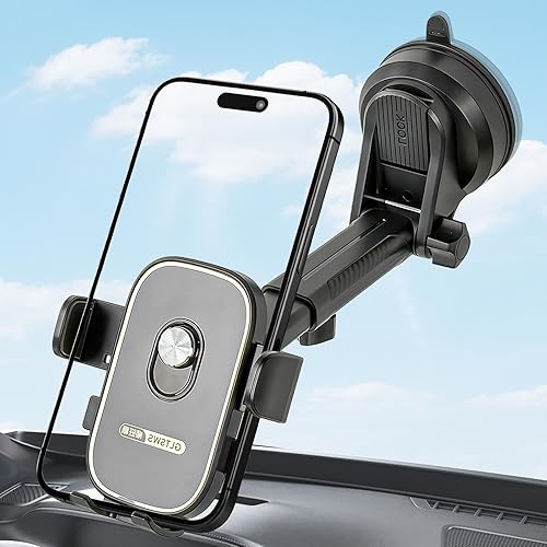 Soporte de teléfono para ventana, fuerte sujeción de succión de 22 libras, soporte de teléfono ajustable en 360 para iPhone y Android, estable y a