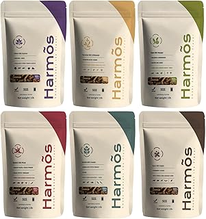 Harmos 4-Wood Pellets Variety Pack, 6 Flavors - All-Natural BBQ Pellets for Ninja Woodfire Grill & Outdoor Cooking, Resealable Bags, 6 Packs