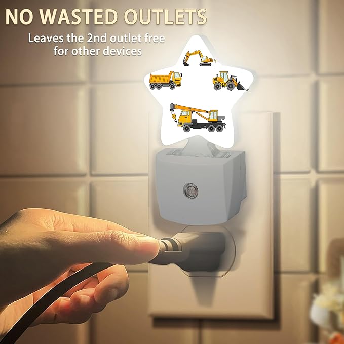 Losthll Cartoon Truck Machines Night Lights Plug in Wall Lamp Smart Dusk to Dawn Sensor for Home Decorative,Kids Room Bedroom Bathroom Kitchen Hallway Gifts photo 2