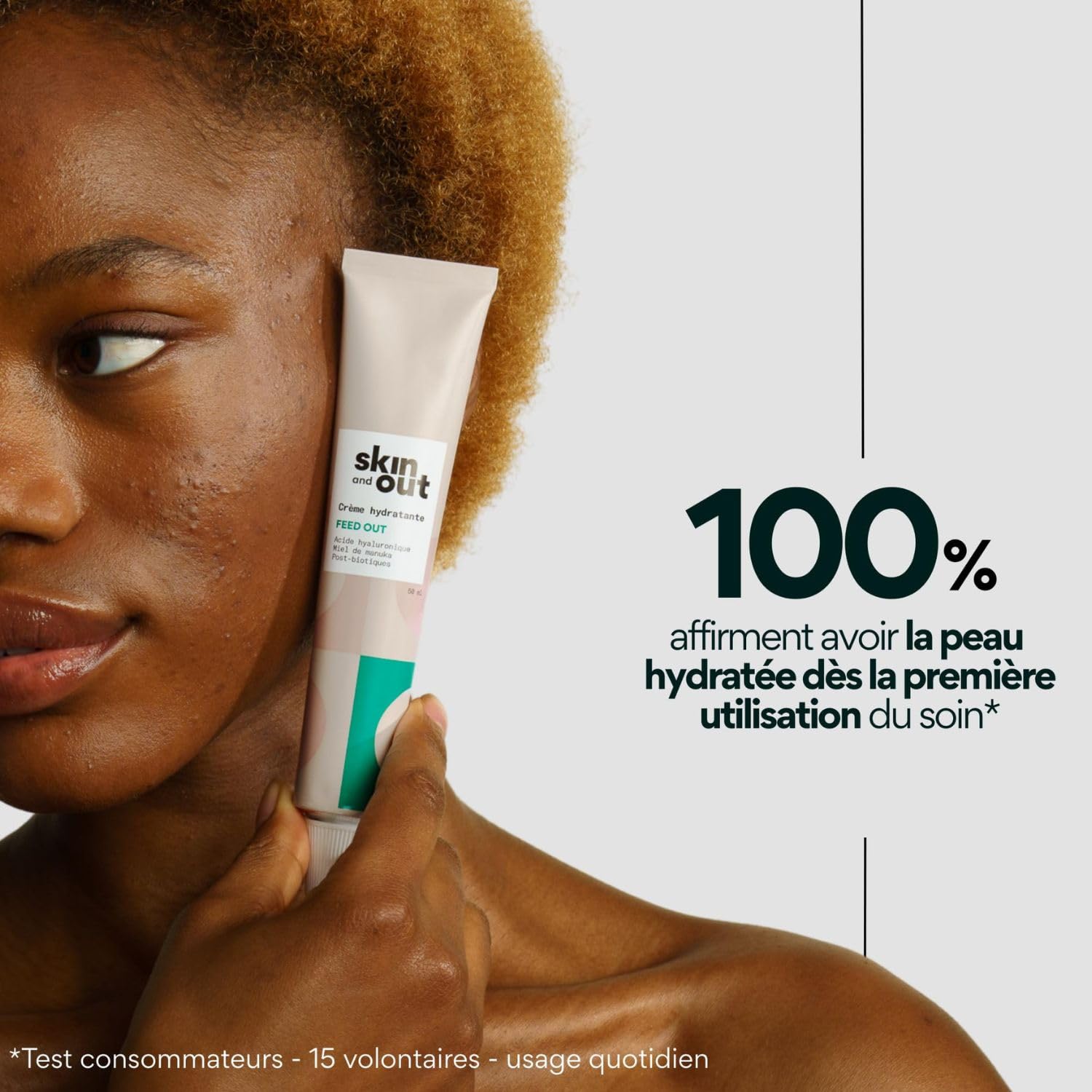 Skin & Out – Crème Hydratante Peaux Mixtes à Grasses – 99% d’Origine Naturelle – Hydrate, Apaise les boutons, Régule le Sébum – Fini non gras
