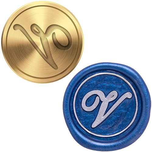 Cabeza de sello de cera (letra V) para sello de cera en tarjetasobreenvoltura de regaloinvitación de fiesta de compromiso de boda - V