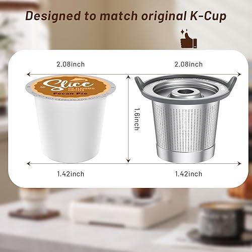 Miniatura 3 de ComfortGrip K Cups reutilizables, paquete de 3 cápsulas de café de acero inoxidable con tapa de silicona antiquemaduras, sin BPA, filtro fácil de