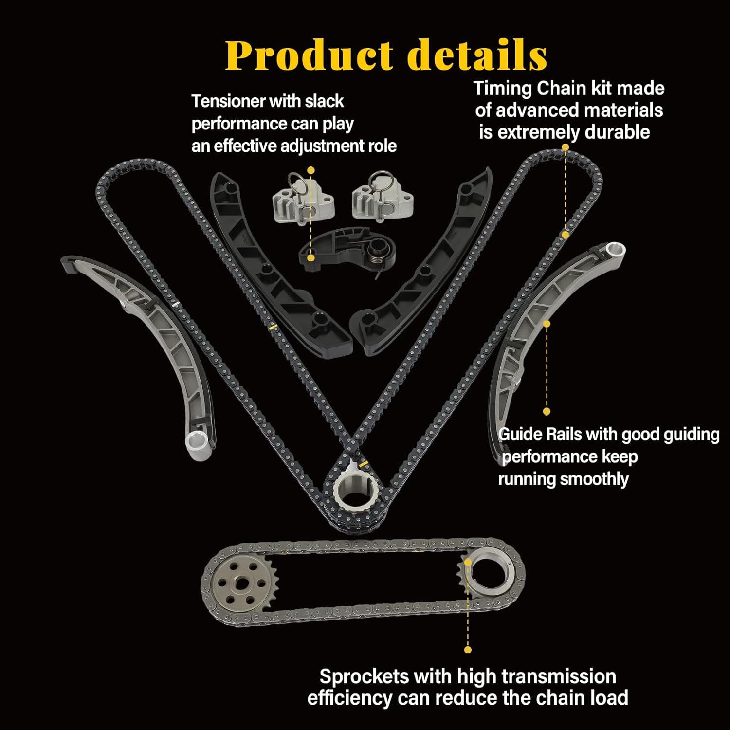 OCPTY Engine Timing Chain Kit Sets fits for 2010-2013 for Land Rover LR4 5.0L 2010-2015 for Land Rover Range Rover 5.0L 2010-2015 for Land Rover Range Rover Sport 5.0L