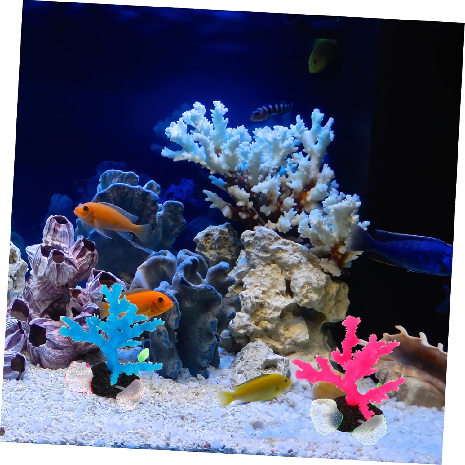 3sets Simulated Artificial Coral Artificial Corals Reef Decor Solar Power Fountain UV Aquarium Light Fish Decor Fan Pool Fake Prop Coral Aquarium Decorations L