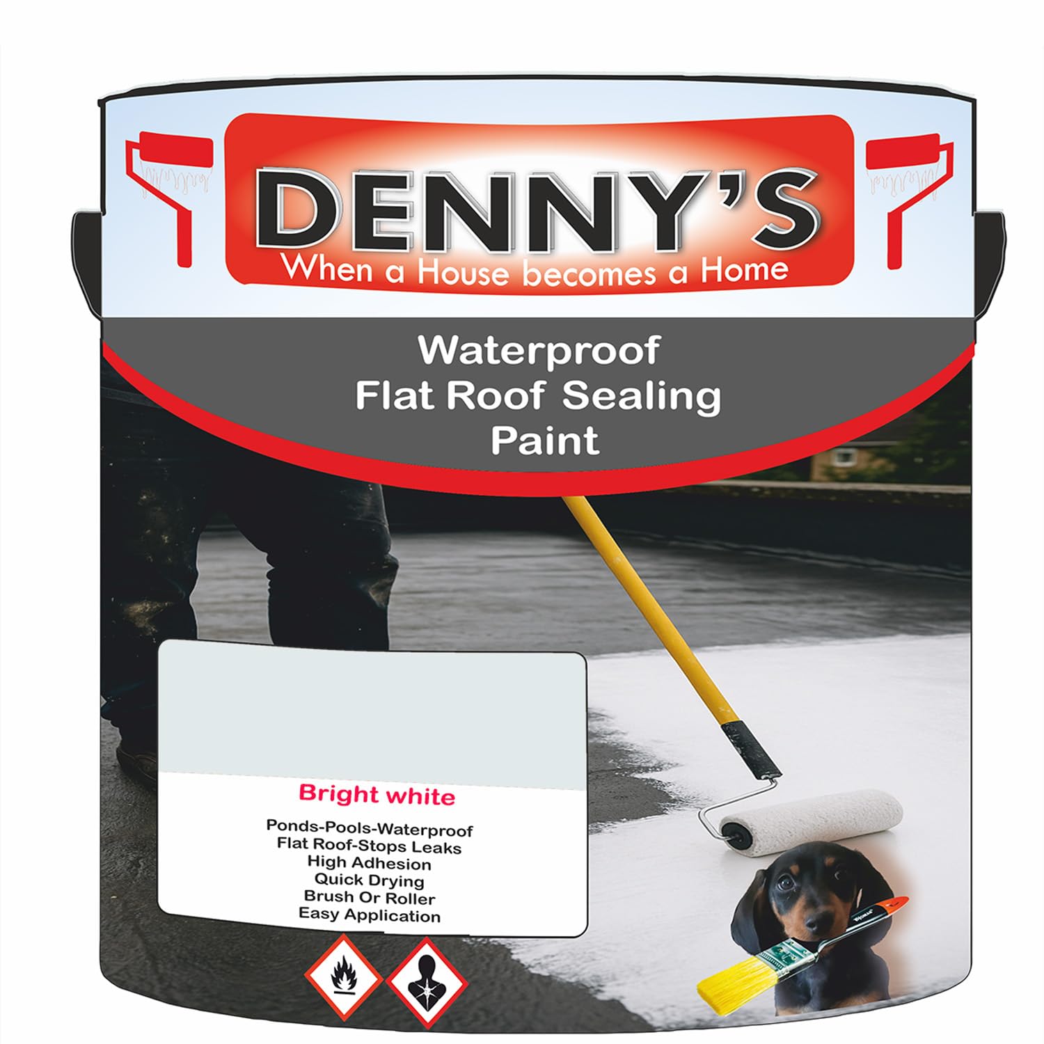SCOOBYS PAINTS BACK IN THE MIX Chlorinated Rubber Flat Roof Paint – Waterproof Roof Sealer & Leak Repair Coating, Quick Drying, High Adhesion (Bright white, 2.5 Litre Tin)