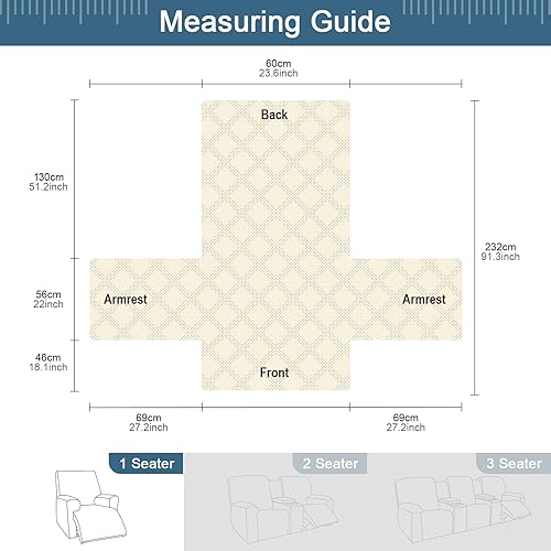 Vista 6 de TAOCOCO Funda para silla reclinable 100% impermeable, fundas antideslizantes para silla reclinable con bolsillo, funda de silla reclinable lavable