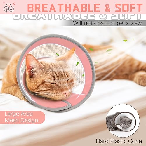 Miniatura 2 de Cono de gato, collar de cono de gato transpirable suave, cono ajustable para gatos para dejar de lamer, cono de cuello resistente al agua para gatos