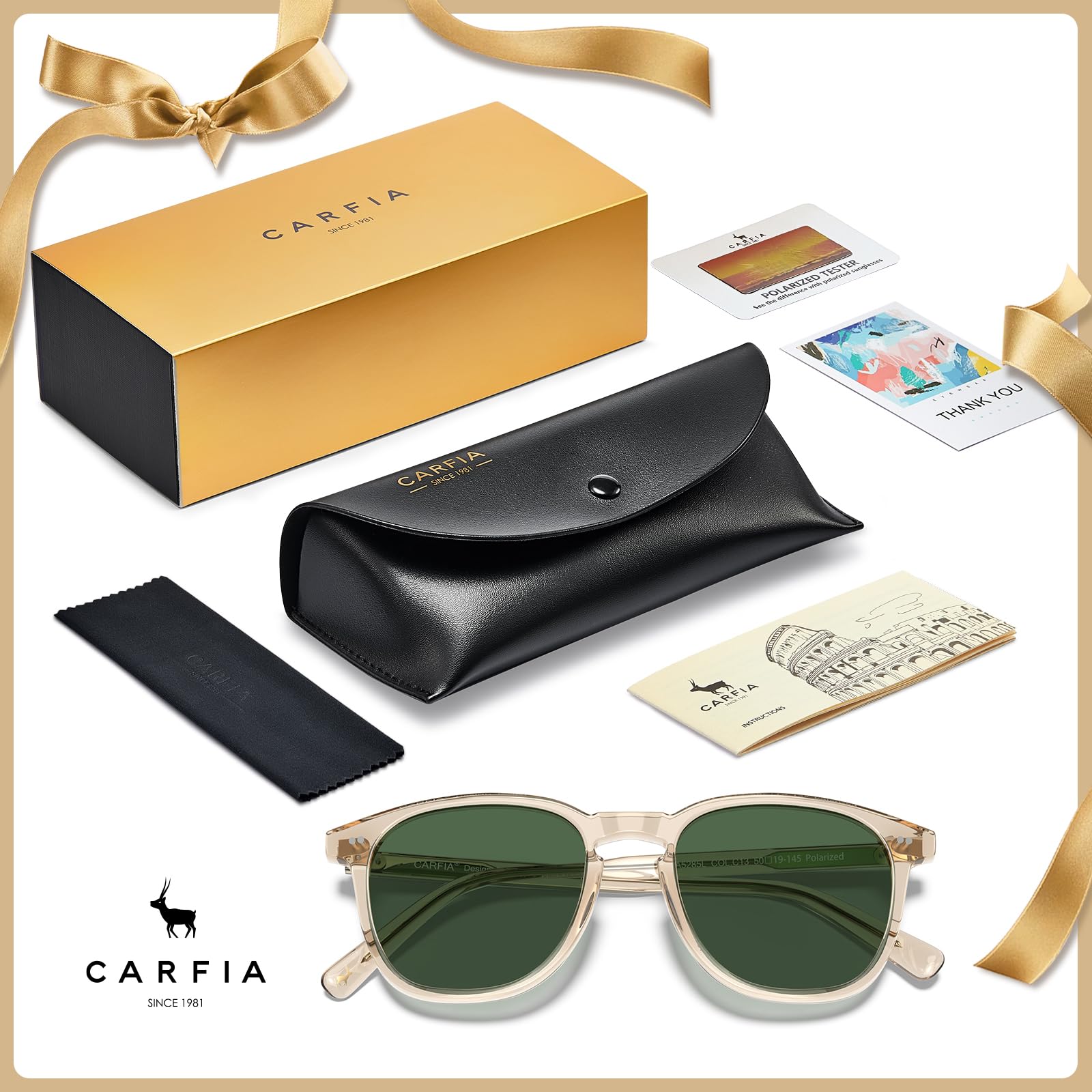 Carfia Occhiali da sole polarizzati da uomo classici quadrati stile street | 100% protezione UV400 occhiali ideali per la guida e la pesca