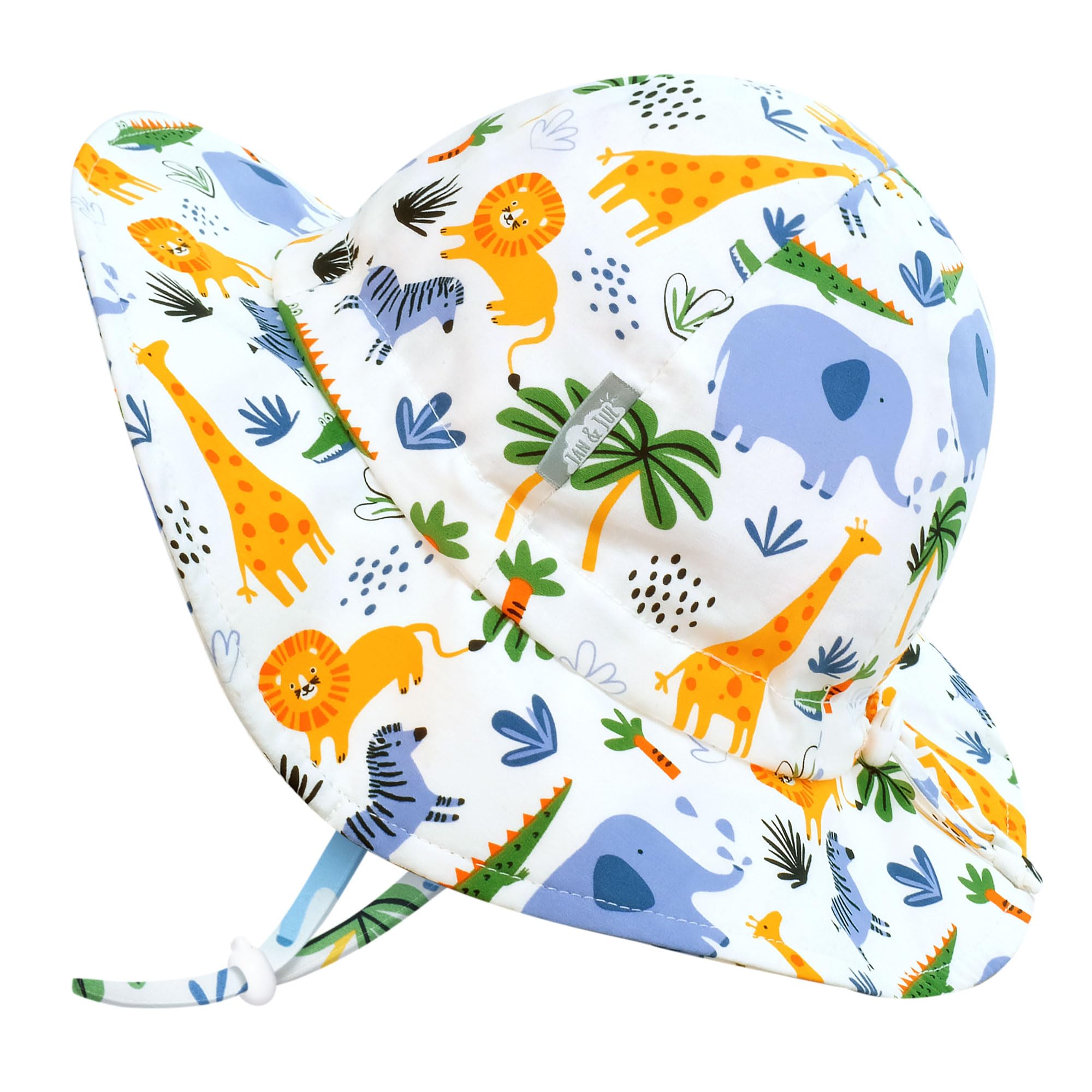 JAN & JUL Boys' Cotton Sun-Hat, 50+ UPF Summer Floppy Hat for Babies and Toddlers (M: 6-24 Months, Safari)