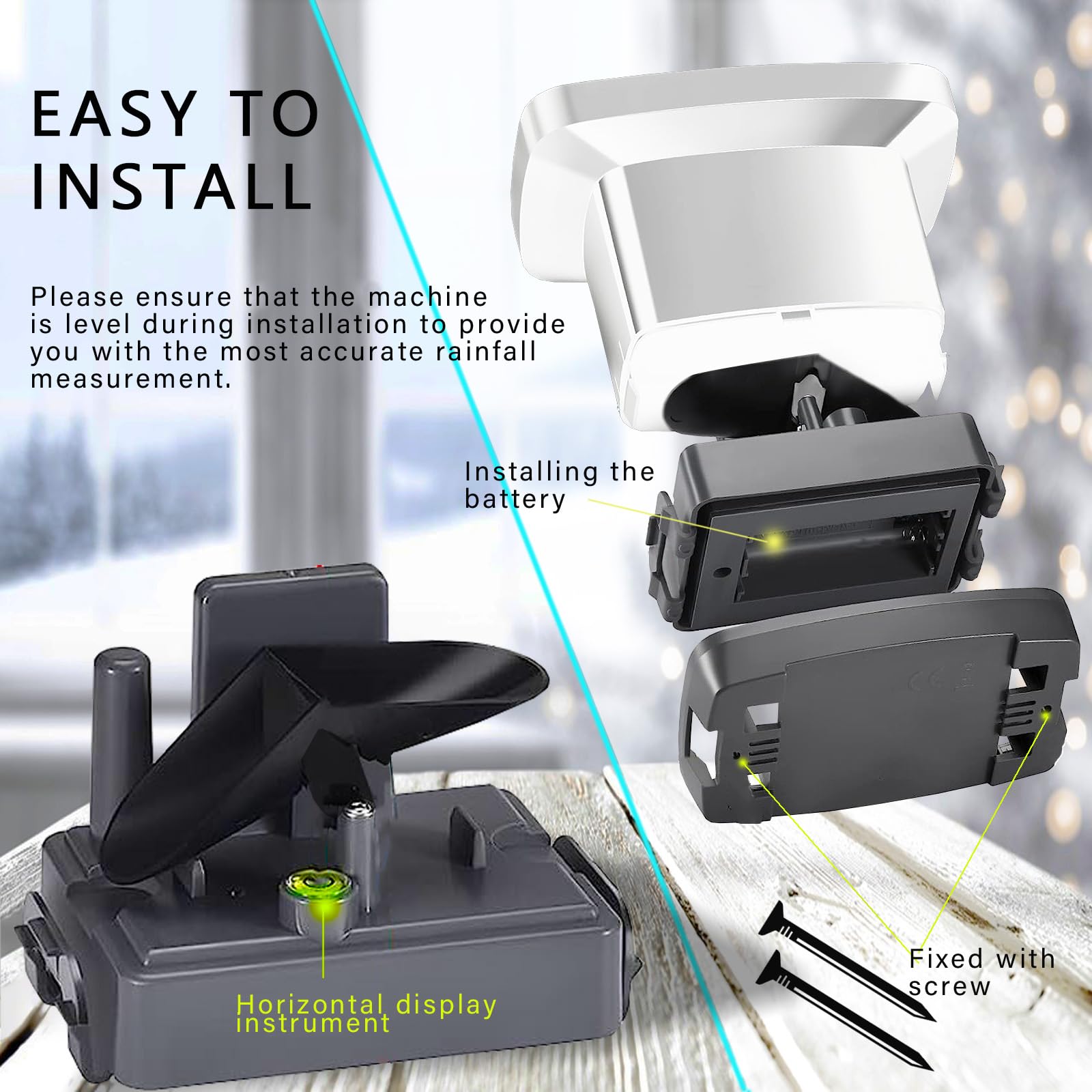 Pluviometro digitale senza fili per esterni, pluviometro digitale a svuotamento automatico, per esterni, con migliore valutazione, misuratore di pioggia elettronico per giardino, impermeabile a prova