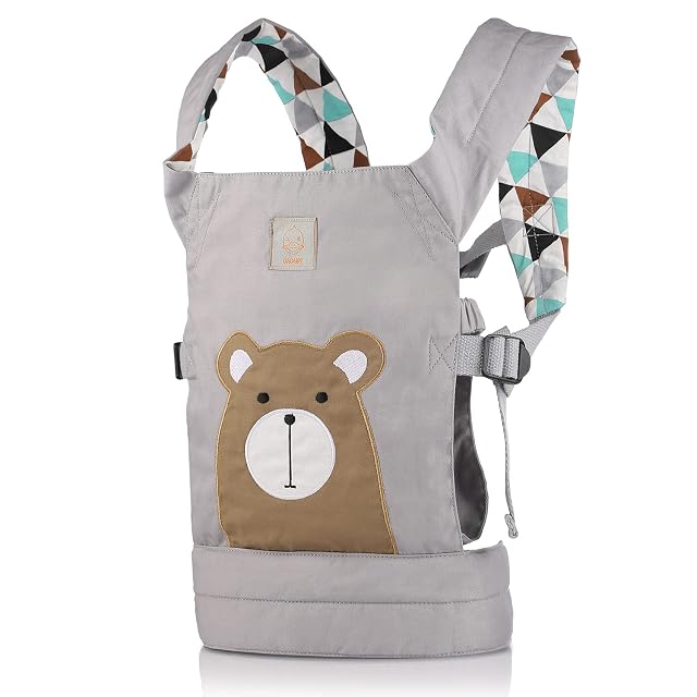 GAGAKU Muñeca Transporte Doll Carrier Delantera y Trasera de Bebé de Algodón para Niños de Hasta 18 Meses (Marrón Oso)