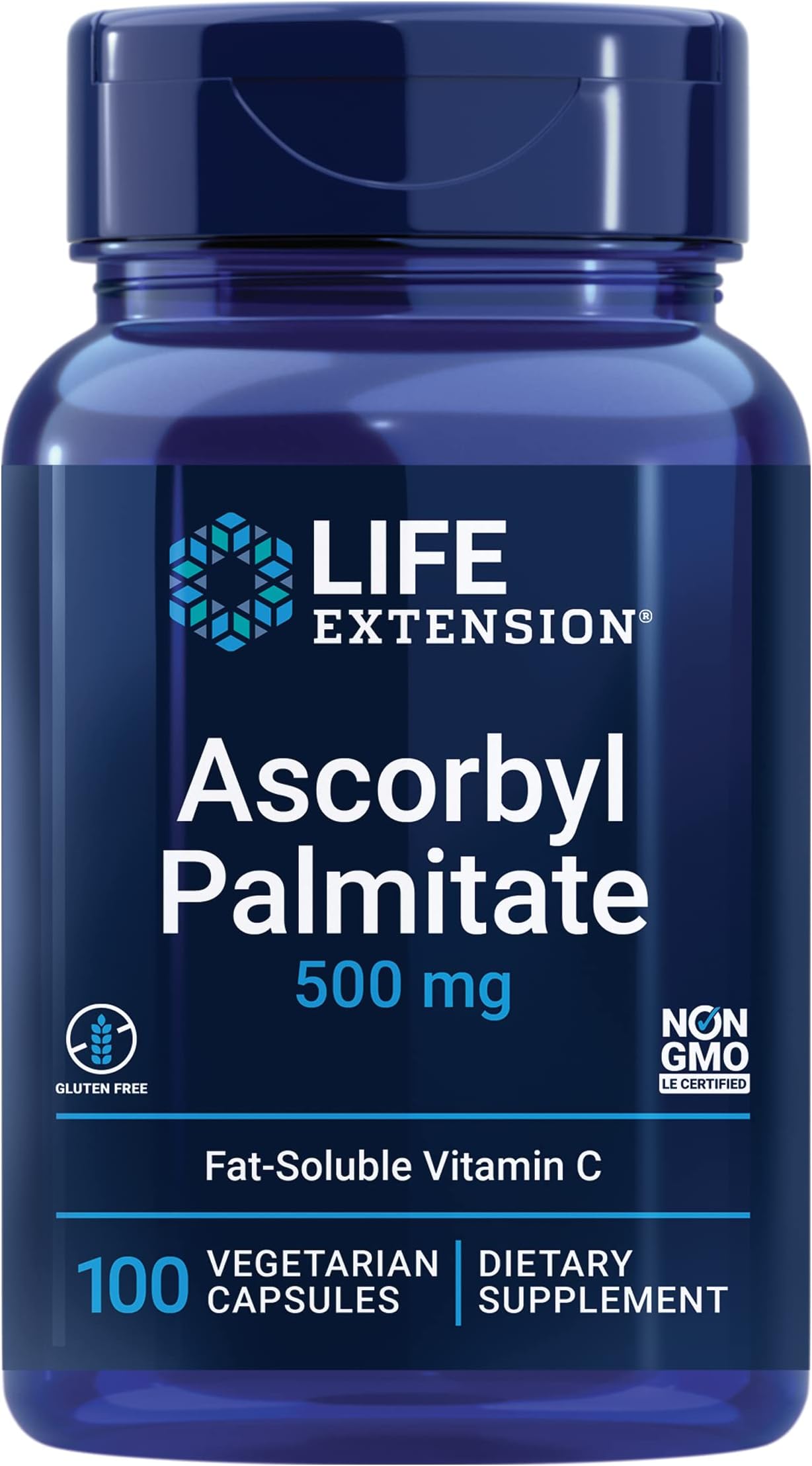 Ascorbyl Palmitate 500mg – Fat-Soluble Vitamin C Supplement for Immune Support and Longevity – Water-Soluble Gluten-Free, Non-GMO, Vegetarian – 100 Capsules