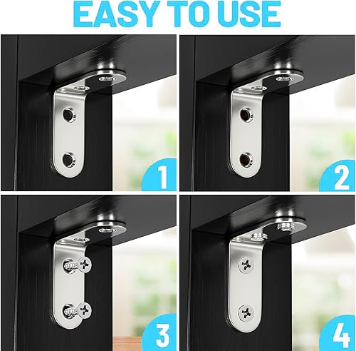 Miniatura 10 de 20 soportes de esquina de acero inoxidable en L, 0.984 in x 0.984 in (1 x 1 pulgada), fijación de soporte de esquina en forma de L, soporte de