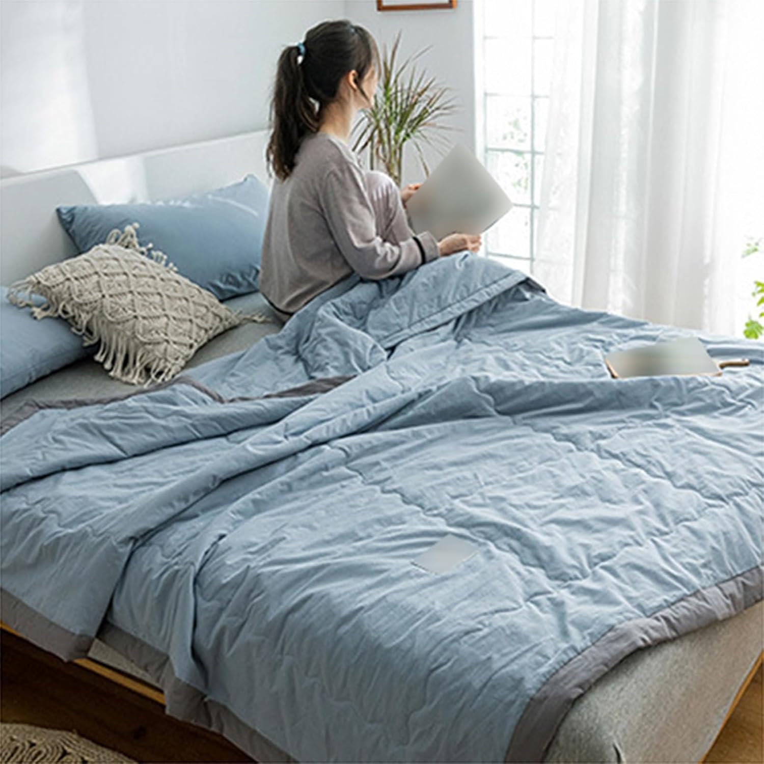 Summer Duvet, Light Soft and Comfortable Duvet, Thin and Light Duvet for Summer, Washable, Cooling Summer Duvet, Breathable, Washable, Soft Blanket in Cool Fibre (O, 150 x 200 cm)