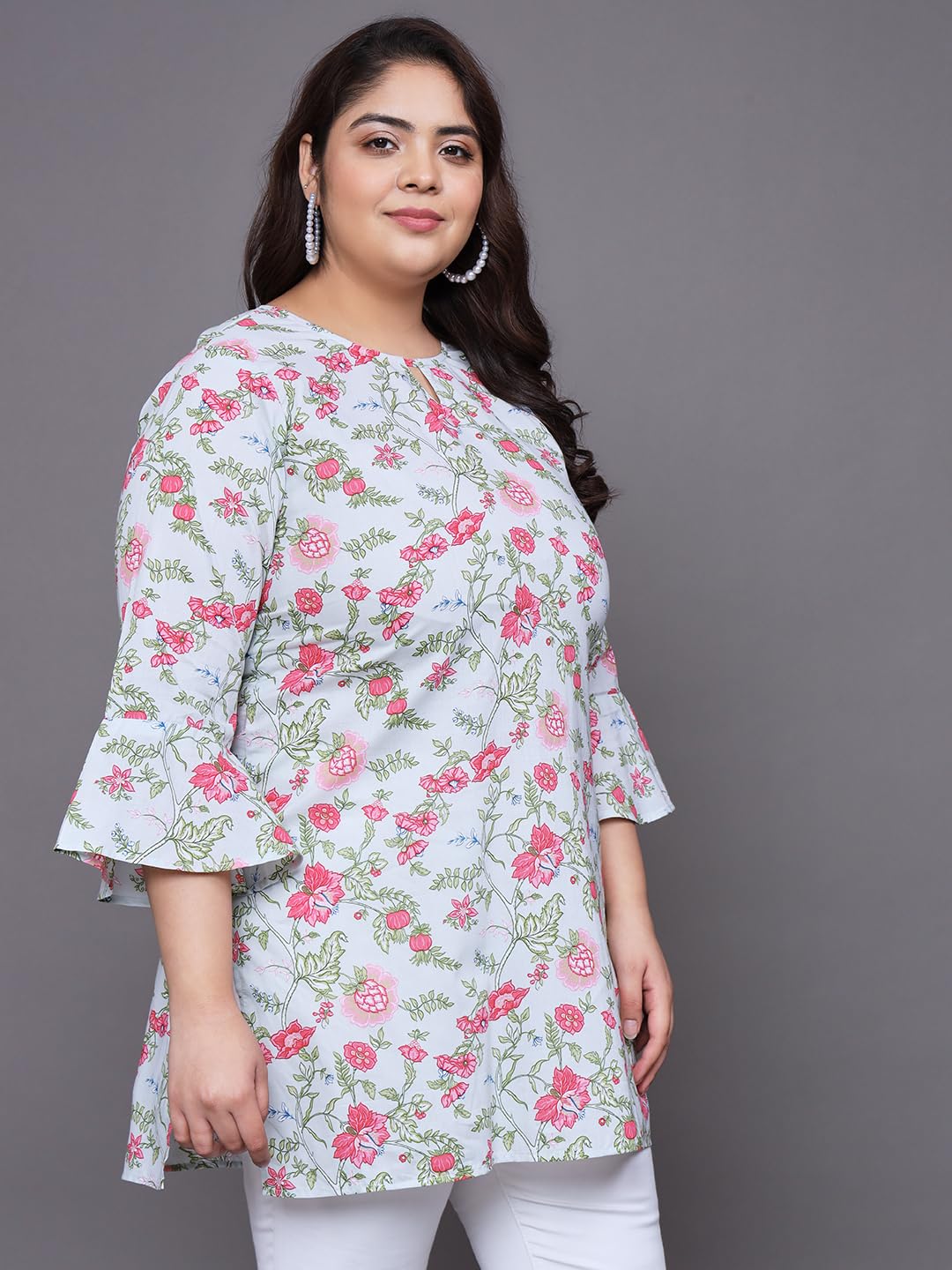 Tissu Women's Plus Size Floral Printed Pure Cotton Kurti (2252_Green_5Xl)