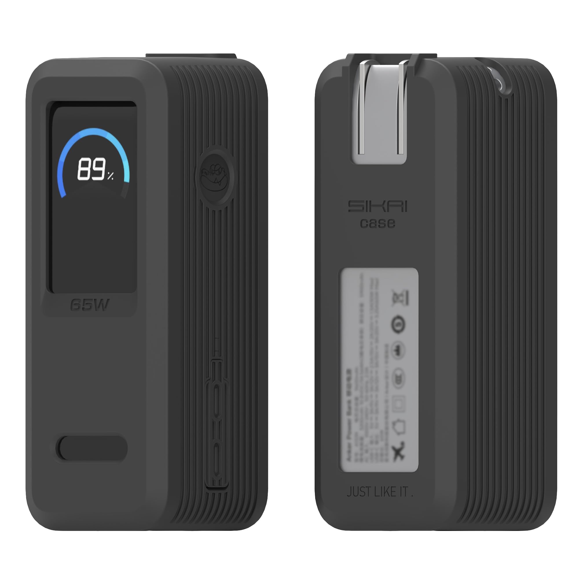 SIKAI CASE Silicone Case for Anker Prime Power Bank 9,600mAh 65W Raised Edges Design for AC Plug Integrated Dust Plug Precise Opening Compatible with Anker 65W Prime Power Bank Protective Case (Black)