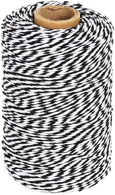 Tenn Well 200M Cotton Bakers Twine, Black and White Twine Kitchen String Perfect for Baking, Gardening, Butchers, DIY Crafts, Gift Wrapping